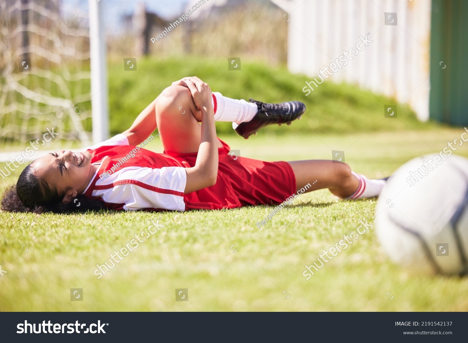 Injured Pain Injury Female Soccer Player Stock Photo 2191542137 ...