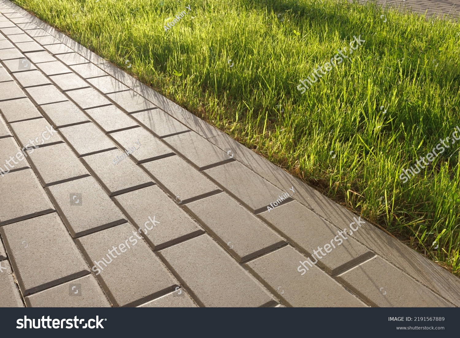 Modern Pavement Rectangular Concrete Pavers Lawn Stock Photo 2191567889 ...