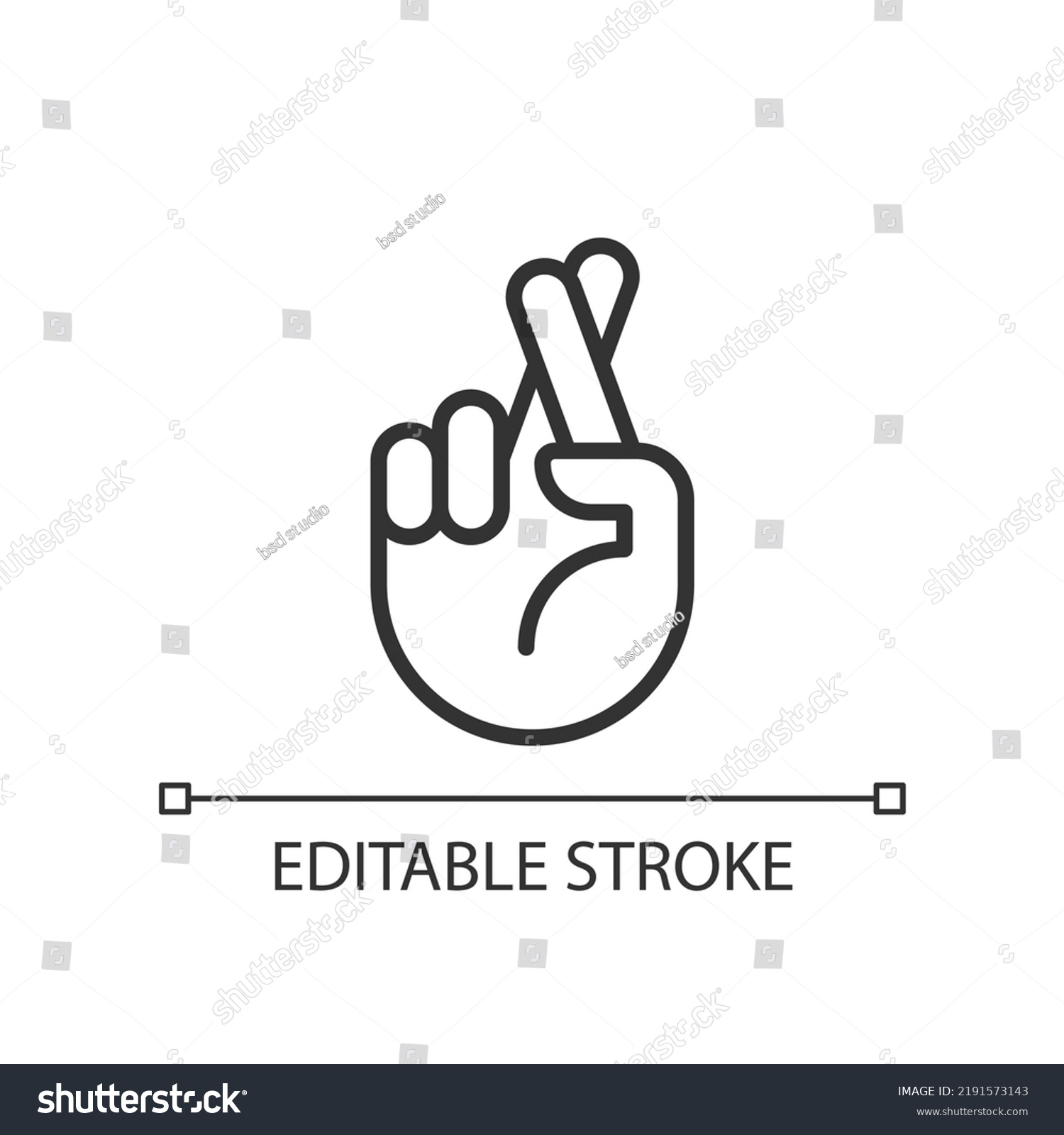 Crossed Fingers Pixel Perfect Linear Icon Stock Vector (Royalty Free ...