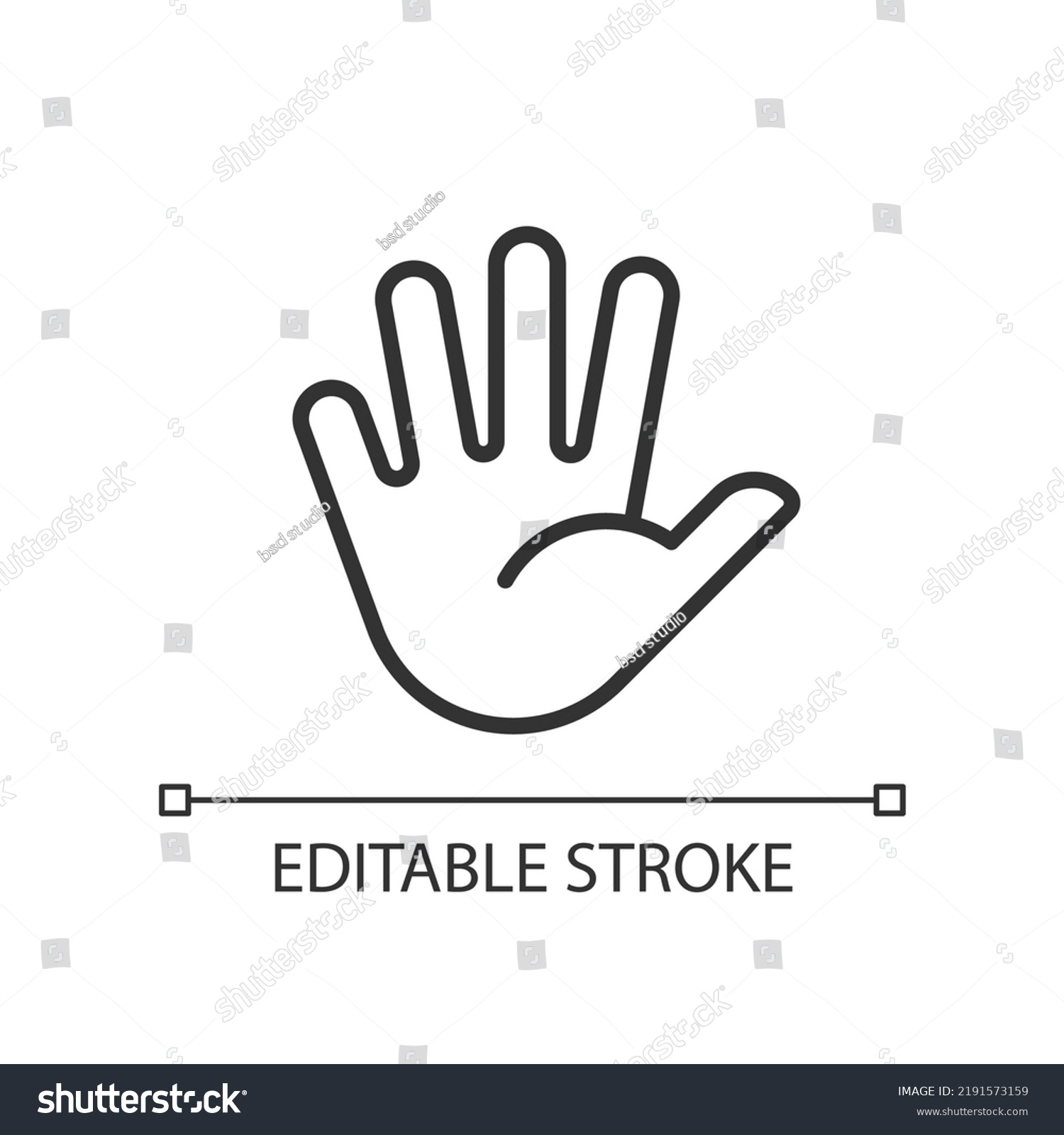 Hand Splayed Fingers Pixel Perfect Linear Stock Vector (Royalty Free ...