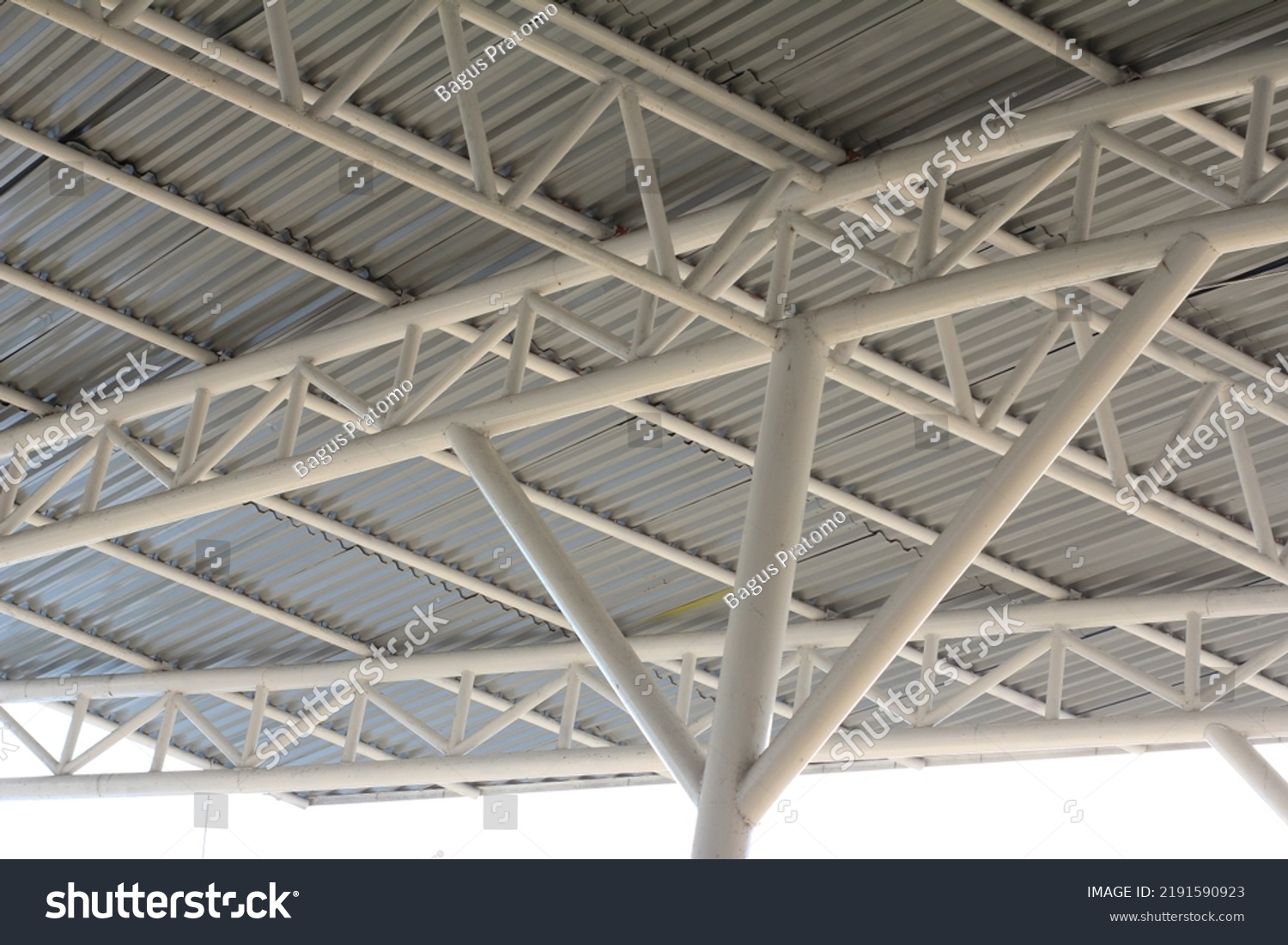 Roof Truss Construction Iron Pipes Painted Stock Photo 2191590923 ...