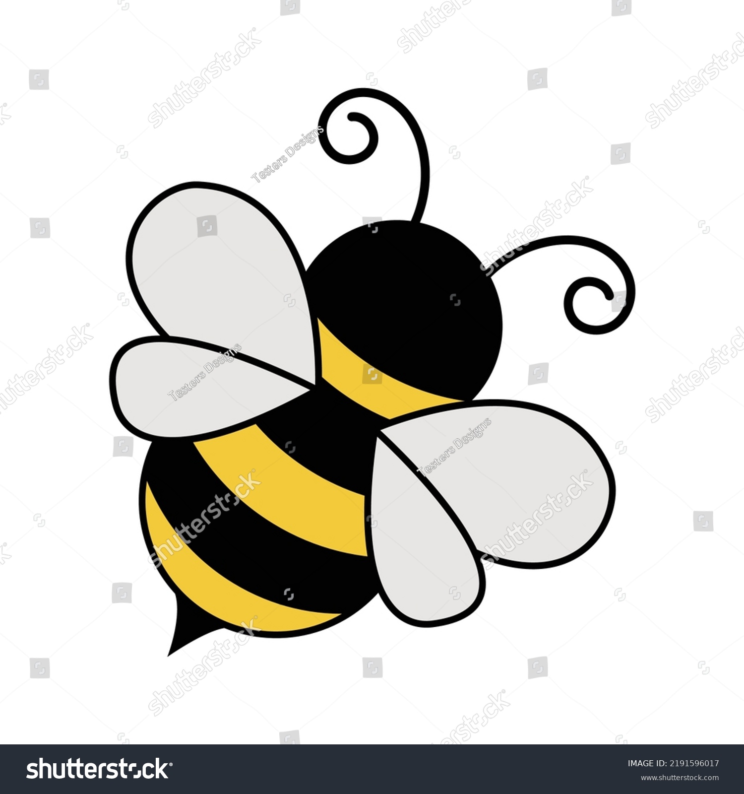 Cute Cartoon Bee B Letter Bee Stock Vector (Royalty Free) 2191596017 ...