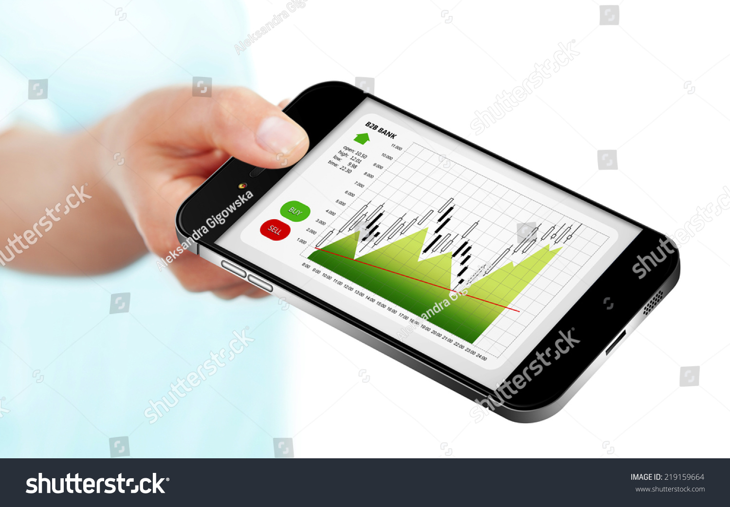 Hand Holding Mobile Phone Stock Market Stock Photo 219159664 | Shutterstock