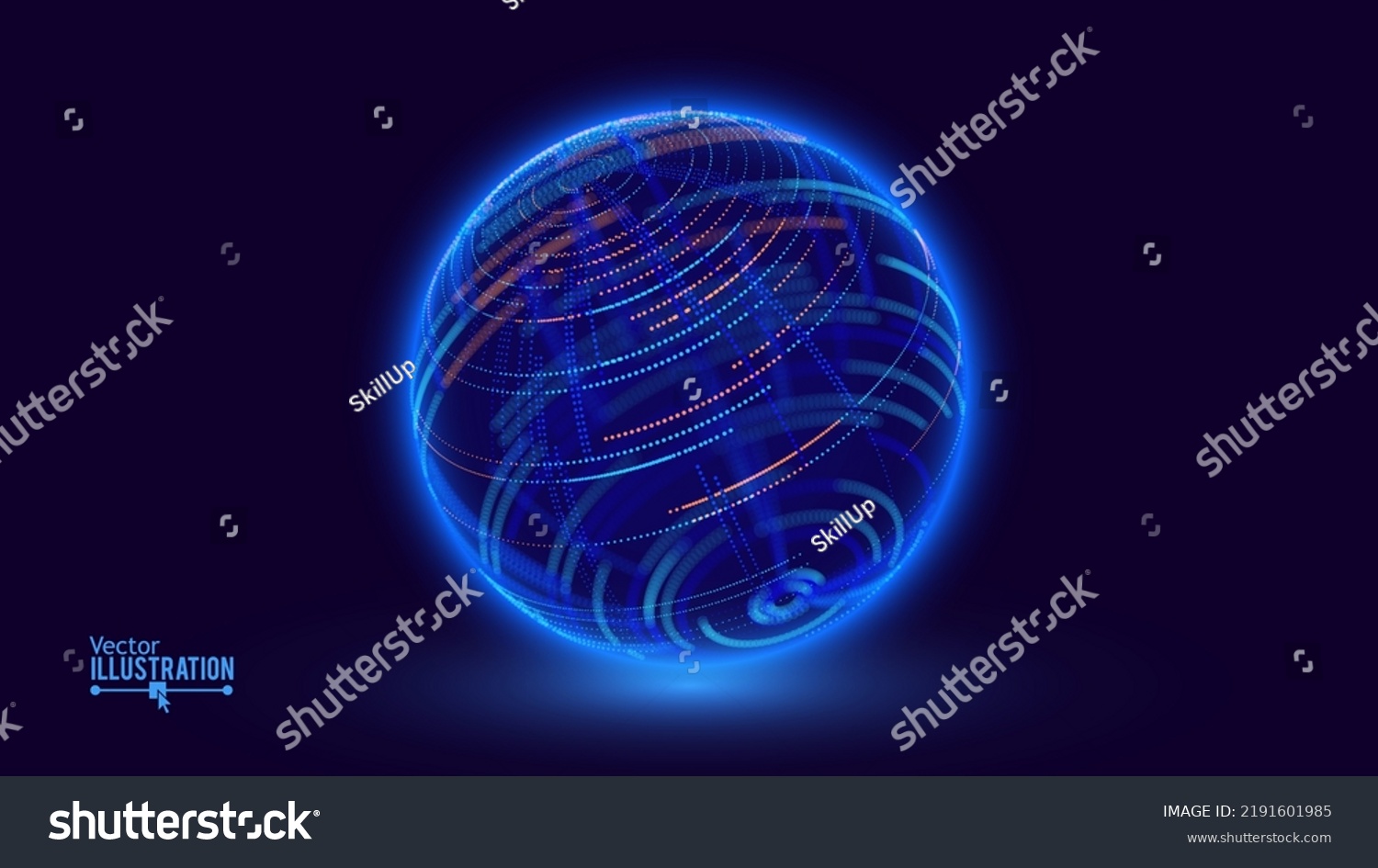 Abstract Neon 3d Tech Sphere Global Stock Vector (Royalty Free ...