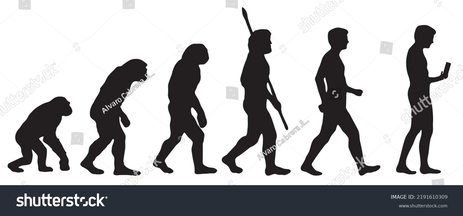 Evolution Human Mobile Silhouettes Different Steps Stock Vector ...