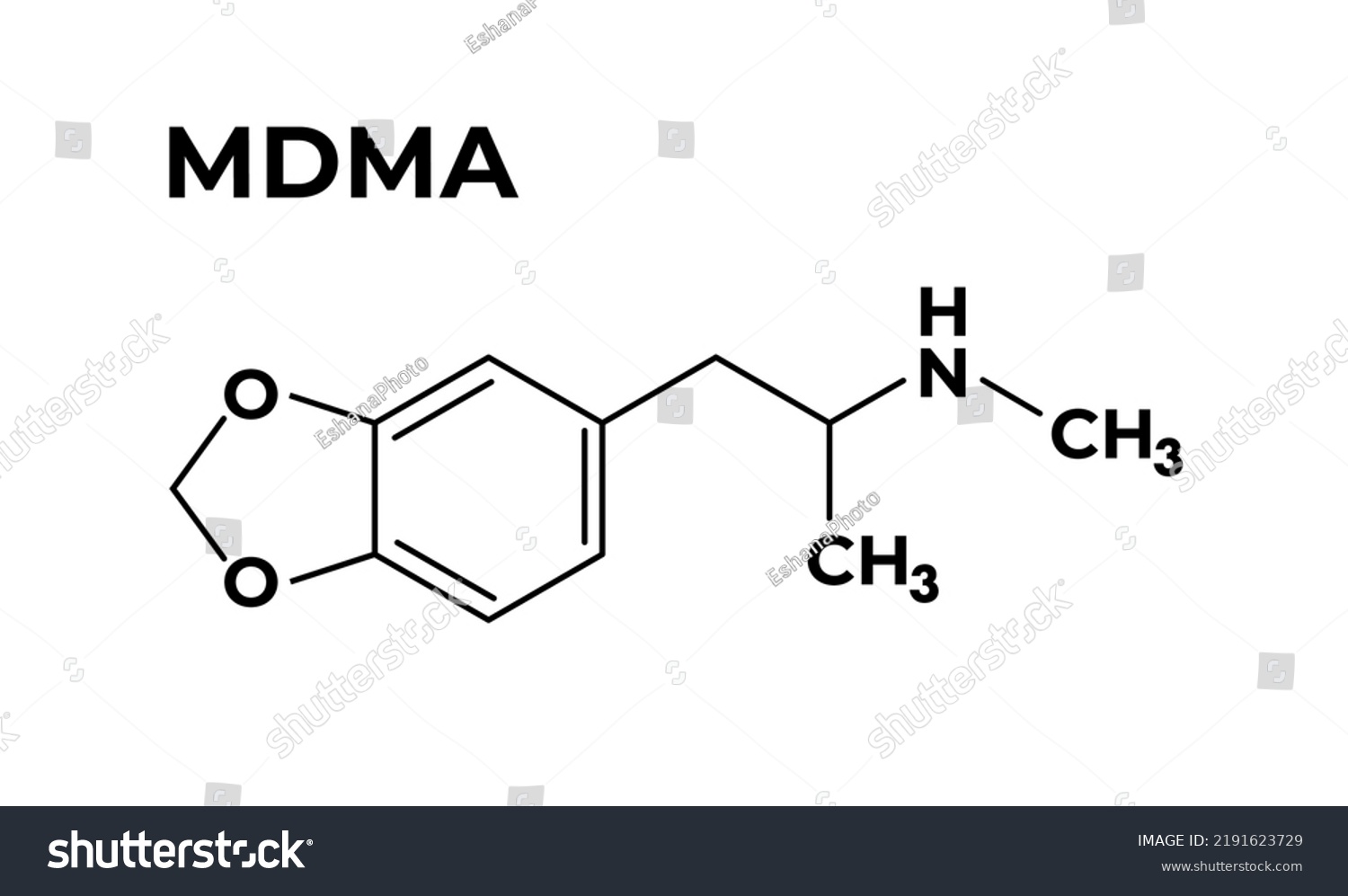 Mdma Ecstasy Psychedelic Drug Flat Structural Stock Vector (Royalty ...