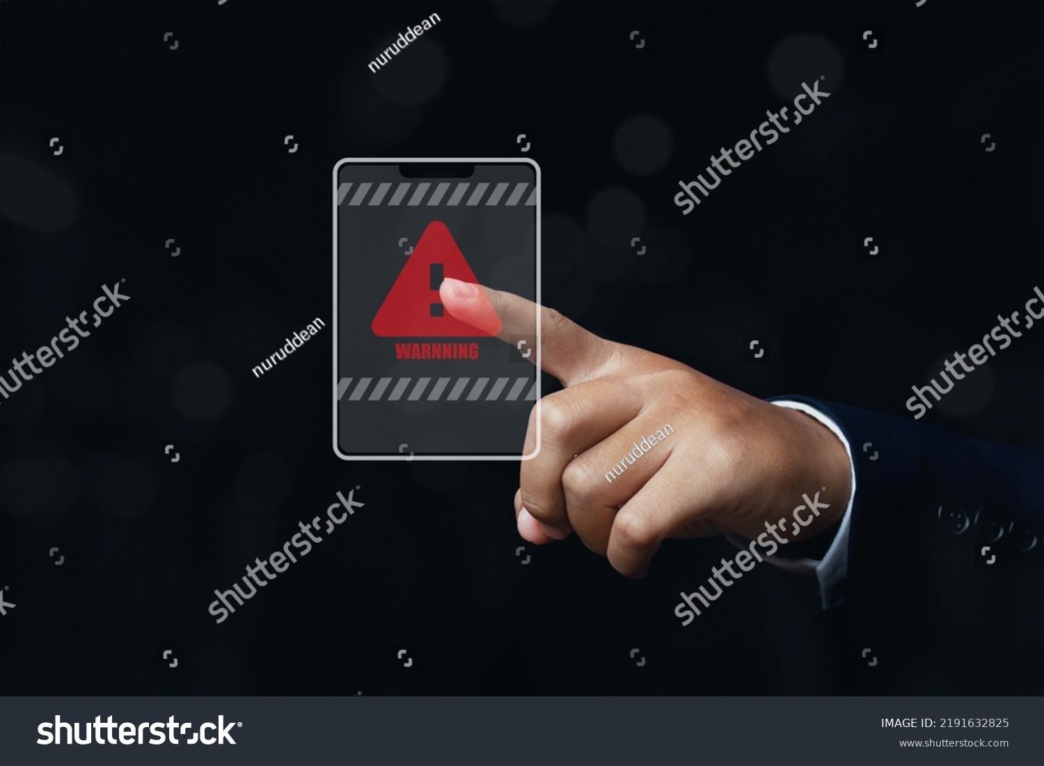 Hand Finger Pointing Warning Sign Virtual Stock Photo 2191632825 ...