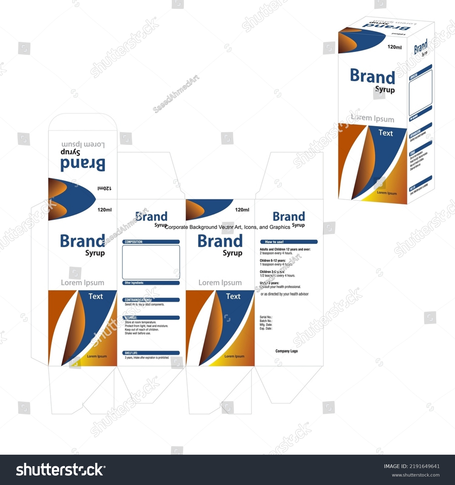 Syrup Design Box Packaging Syrup Template Stock Vector (Royalty Free ...