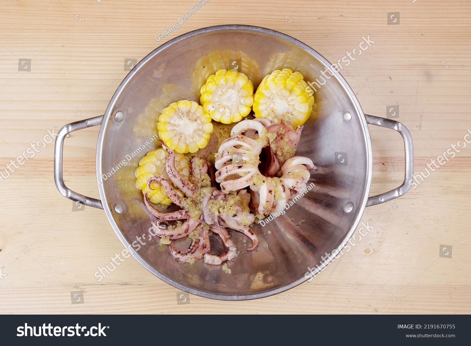 Sauteed Squid Traditional Indonesian Spices Garlic Stock Photo
