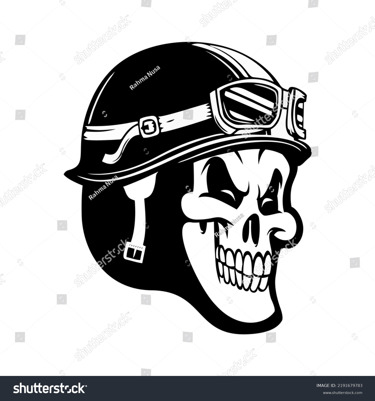 Skull Rider Black White Illustration Gambar Stock Vector (Royalty Free ...