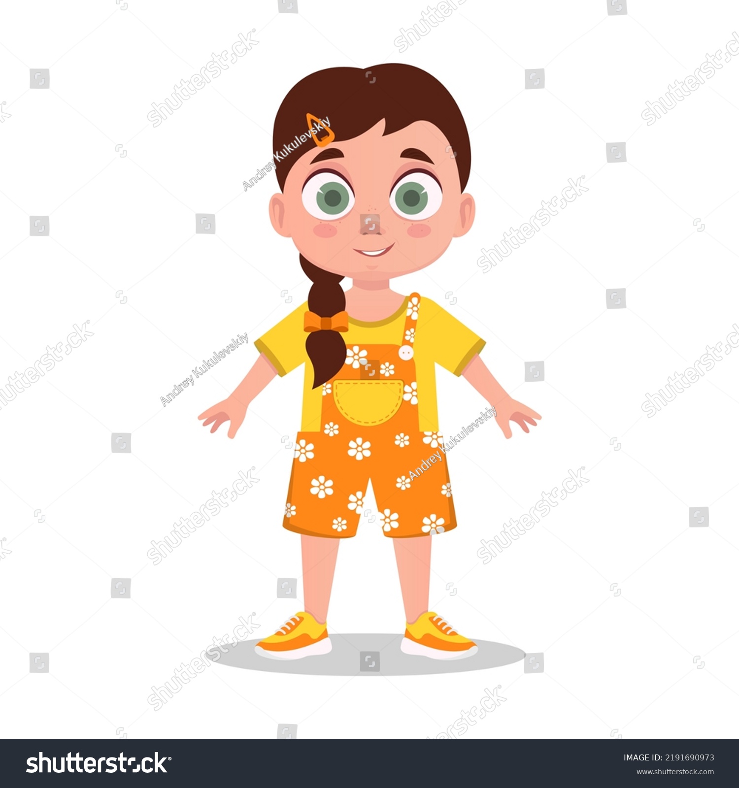 Cute Girl Pigtail Cheerful Girl Vector Stock Vector (royalty Free 