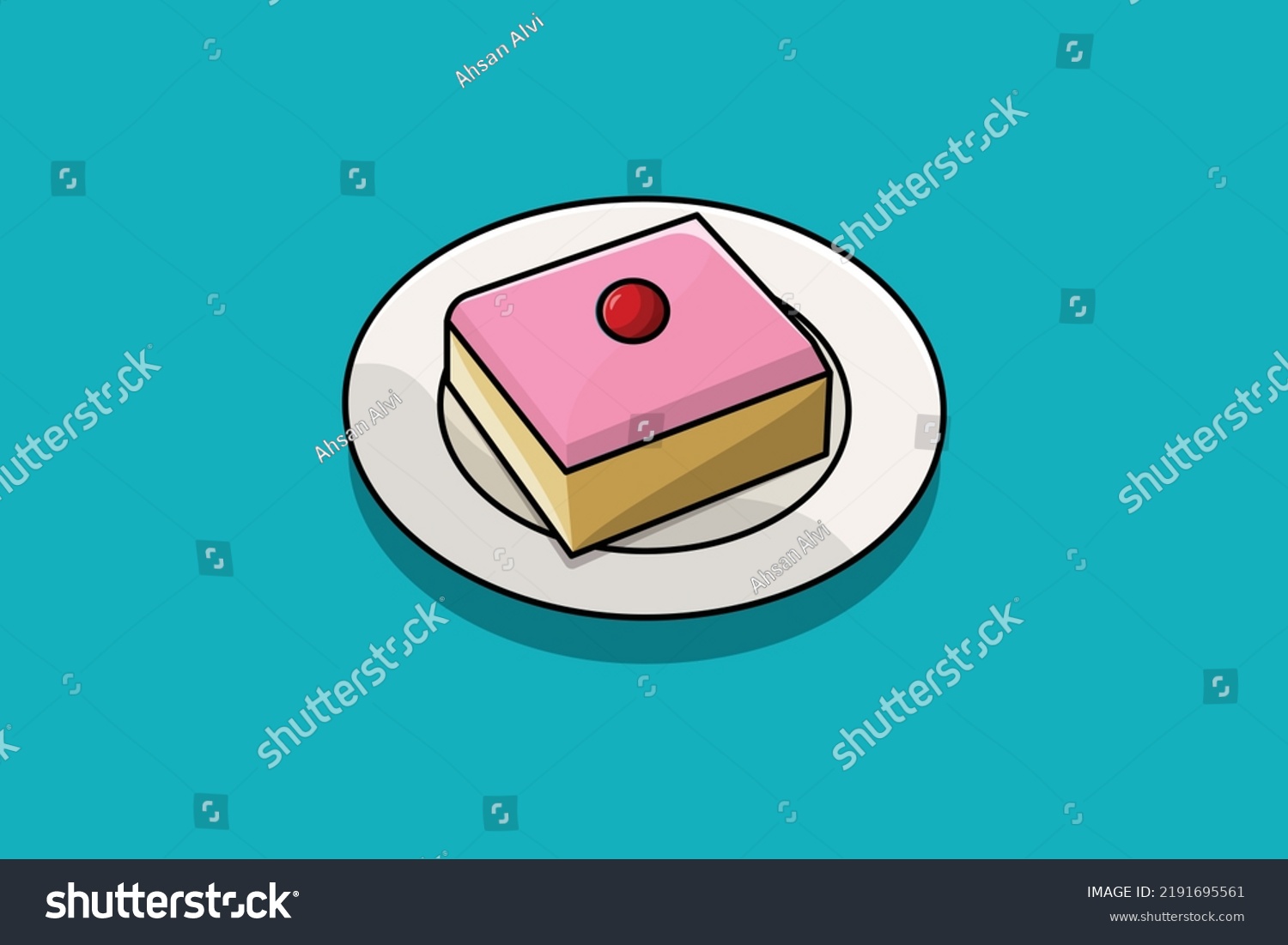 Cute Cake Slice Piece Minimal On Stock Vector (Royalty Free) 2191695561 ...