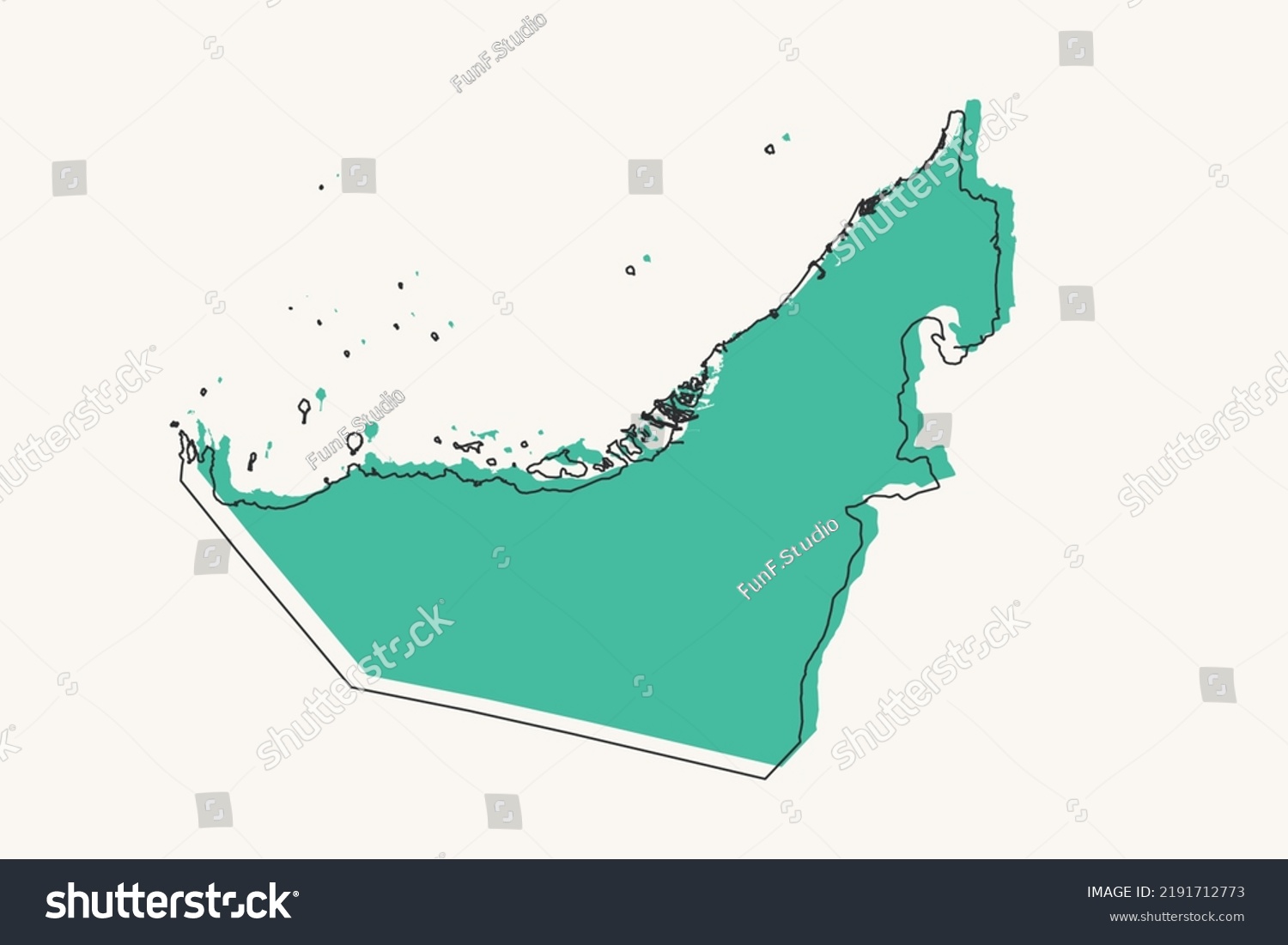 United Arab Emirates Map World Map Stock Vector Royalty Free Stock Vector United Arab Emirates Map World Map International Vector Template With Black And Green Geometric 2191712773