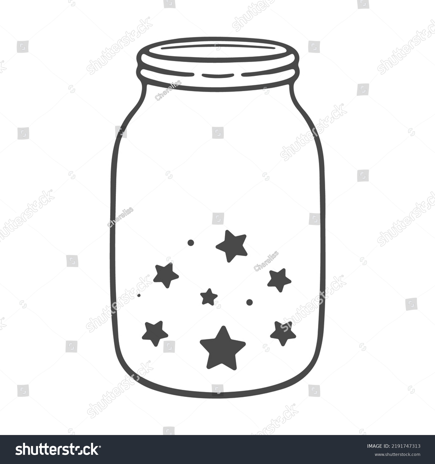 Hand Drawn Mason Jar Stars Cosmic Stock Vector (Royalty Free ...