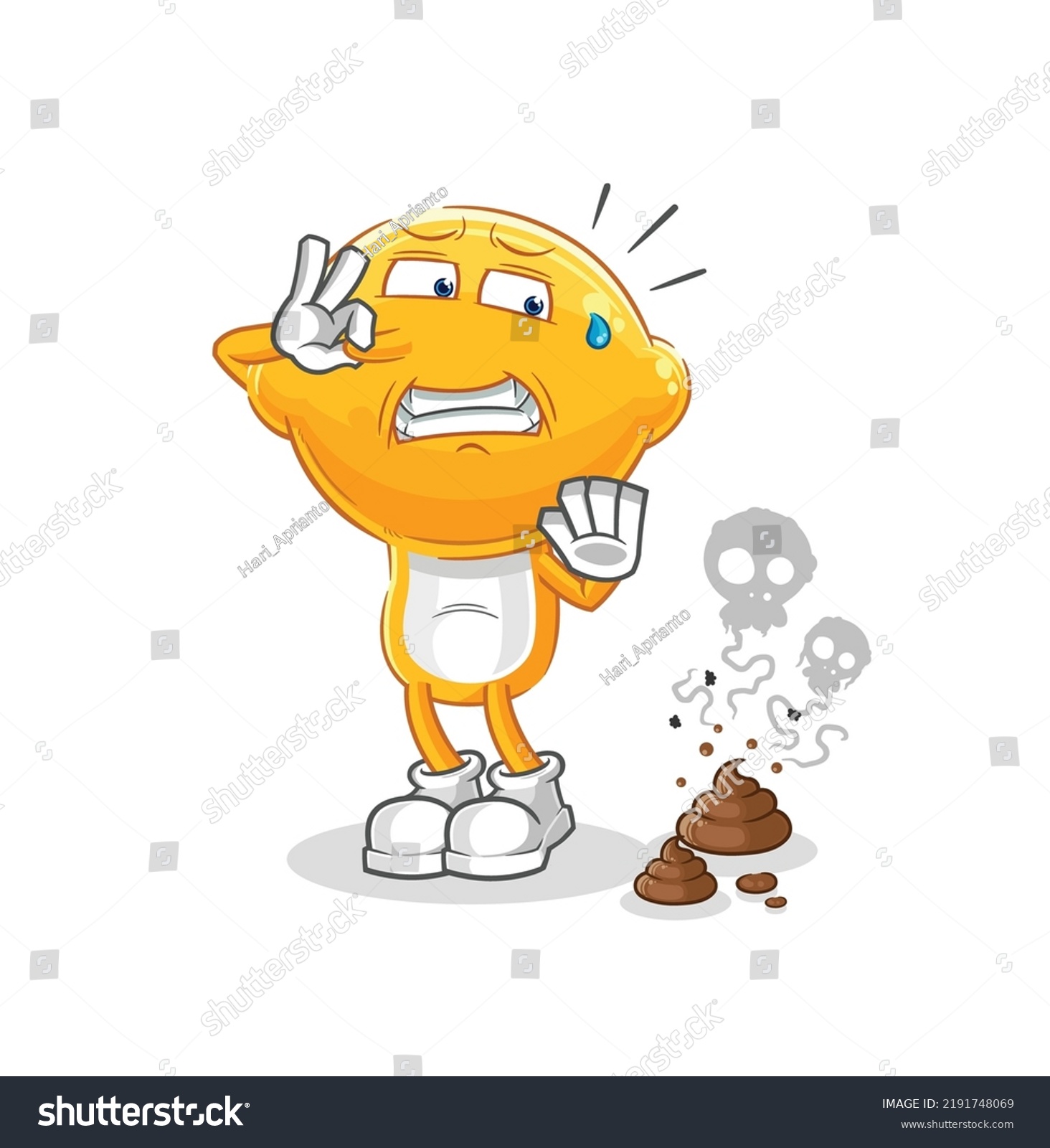 Lemon Head Stinky Waste Illustration Character Stock Vector (Royalty ...