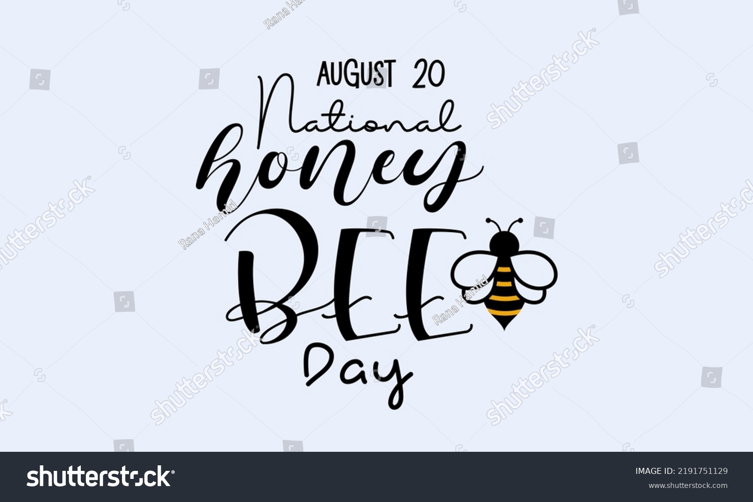 National Honey Bee Day Calligraphic Banner Stock Vector (Royalty Free