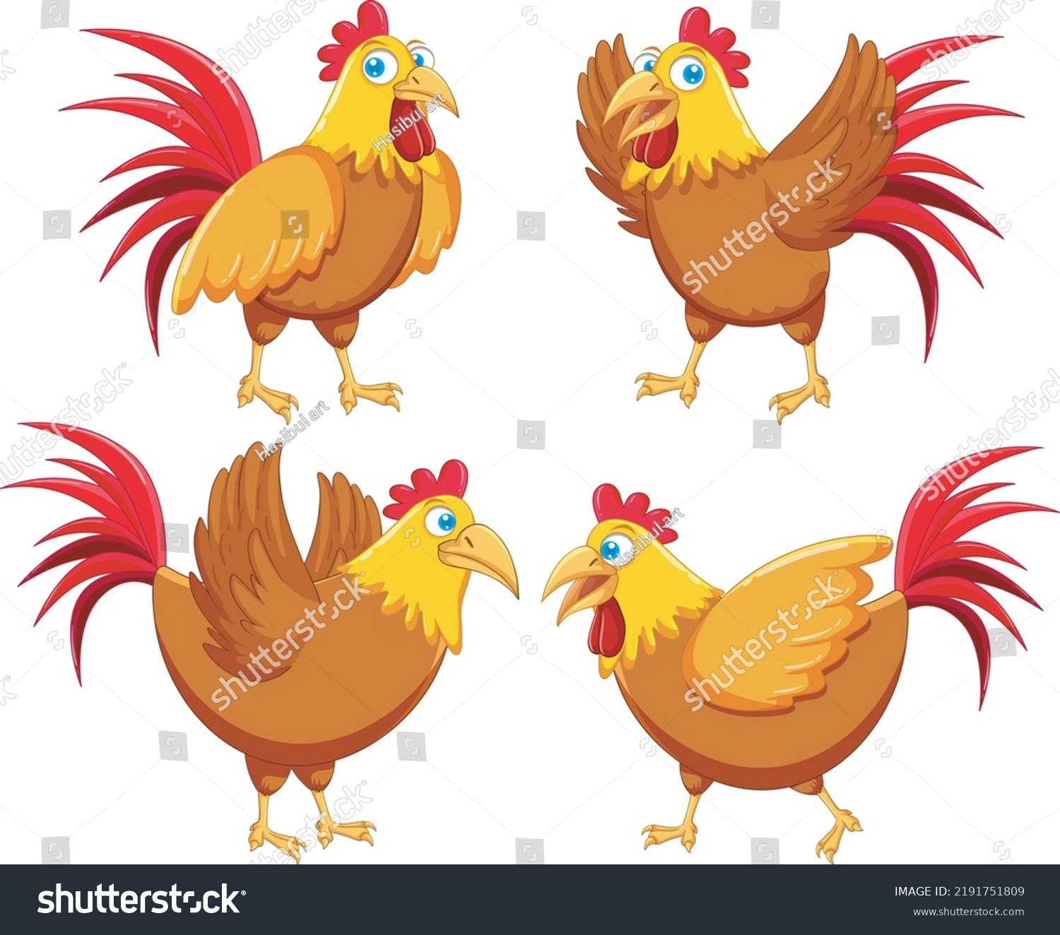 Chicken Cartoon Characters Set Vector Stock Vector (Royalty Free ...