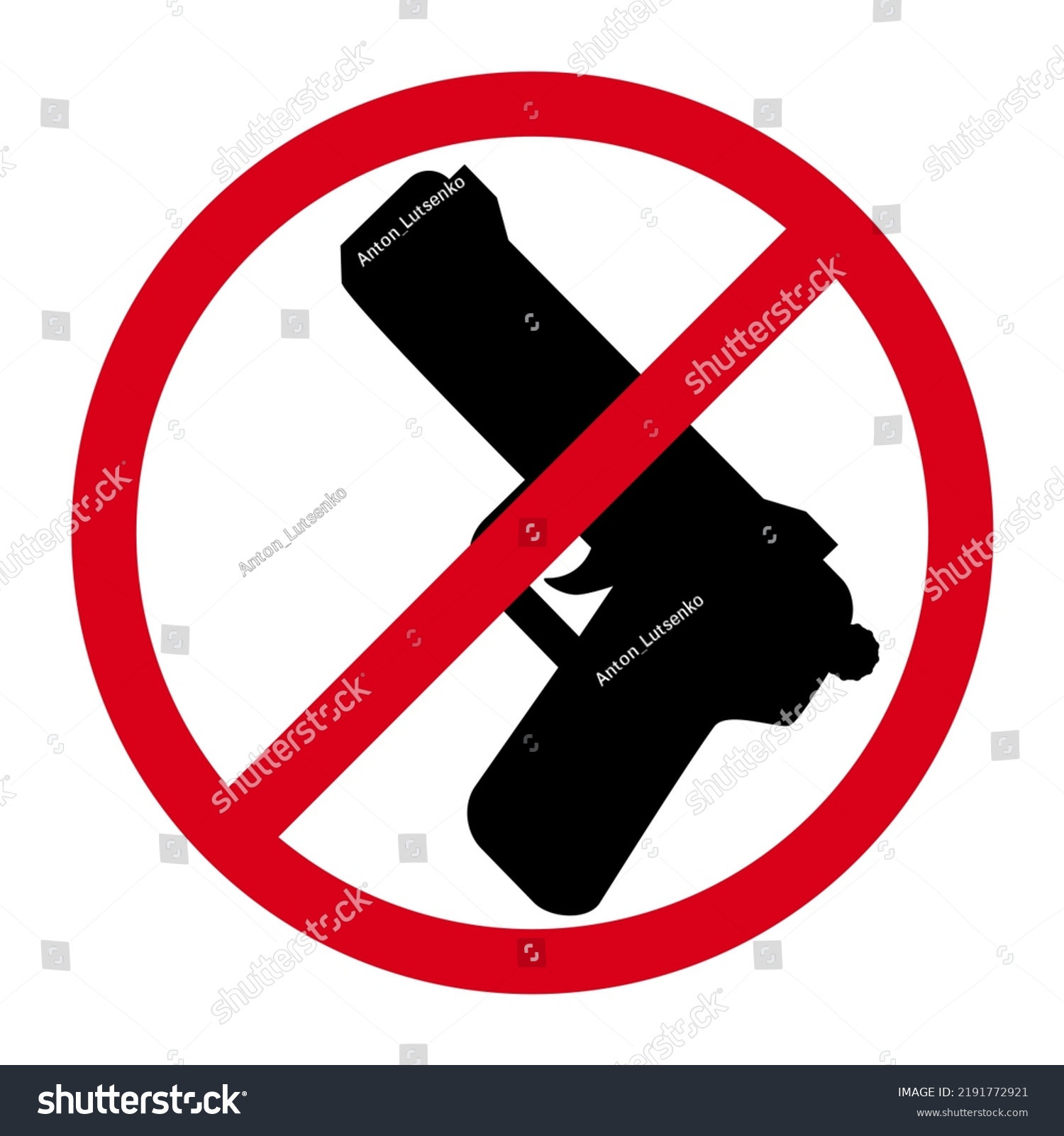 No Guns Sign On Red Round Stock Vector Royalty Free 2191772921 Shutterstock