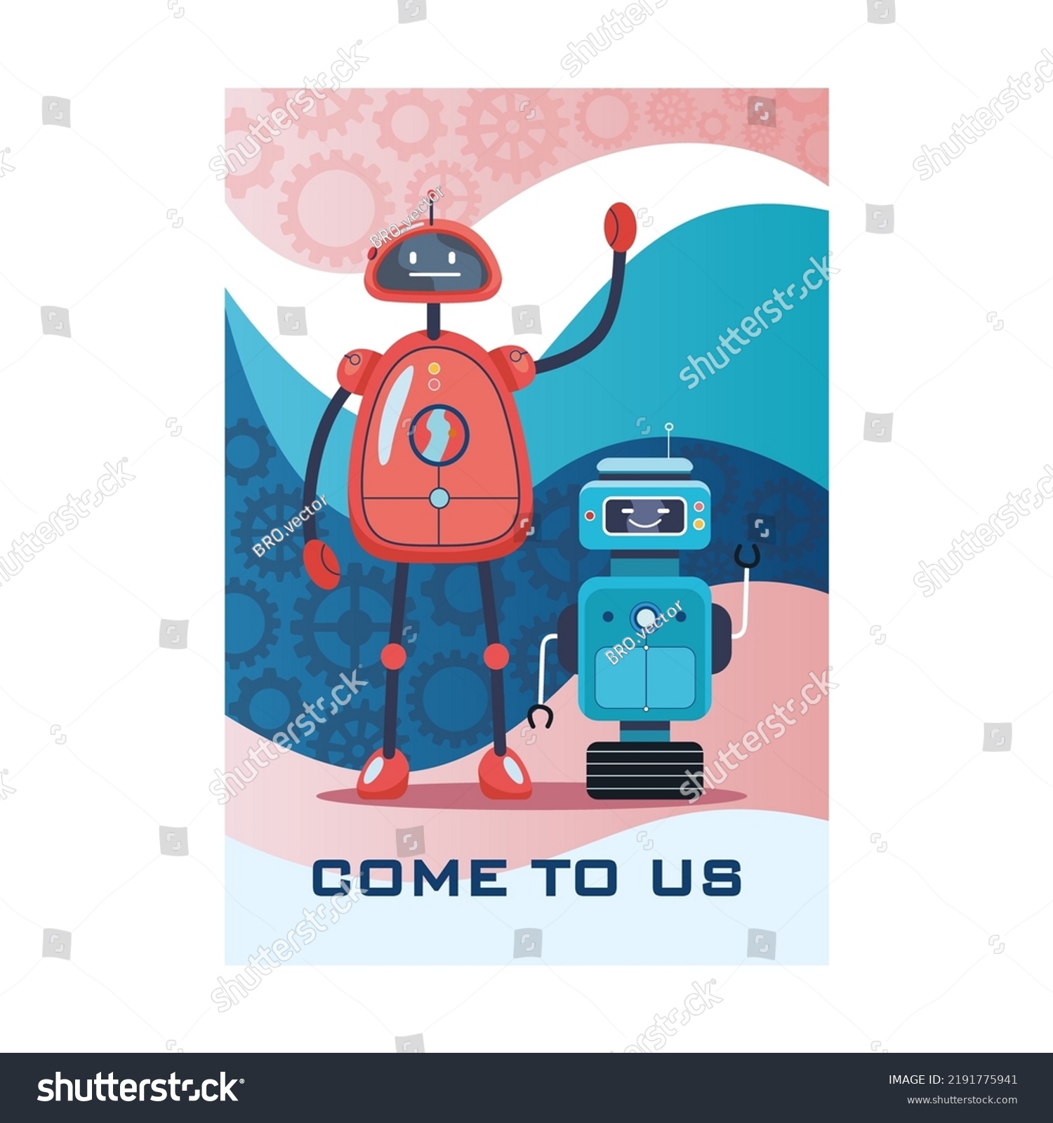 Robots Invitation Flyer Humanoids Cyborgs Intelligent Stock Vector ...