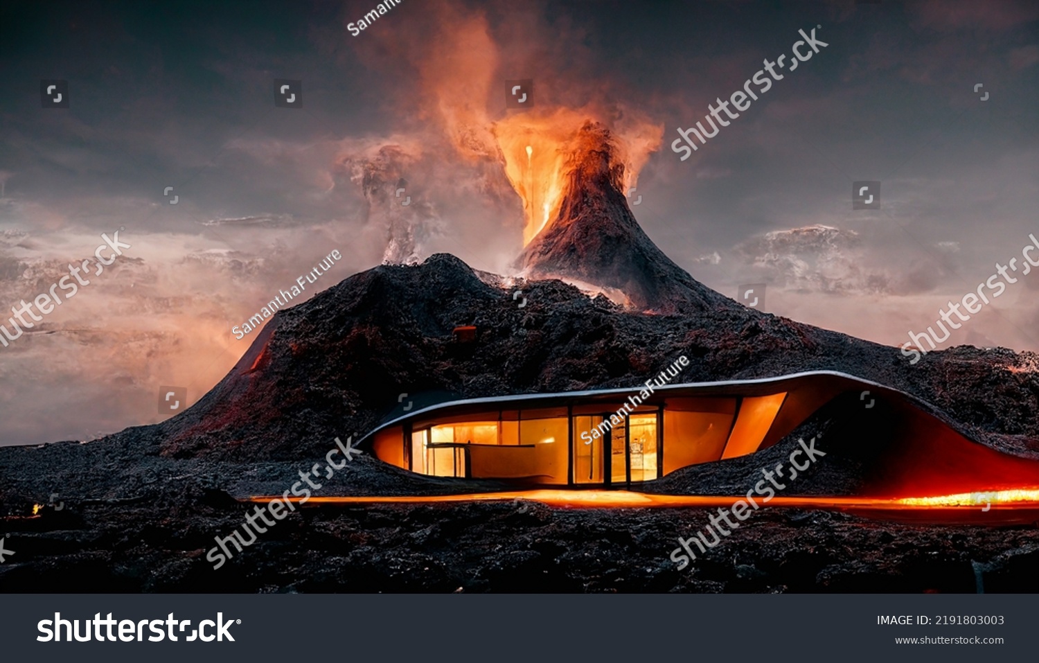 Futuristic Volcano House Future Architecture House Stock Illustration ...