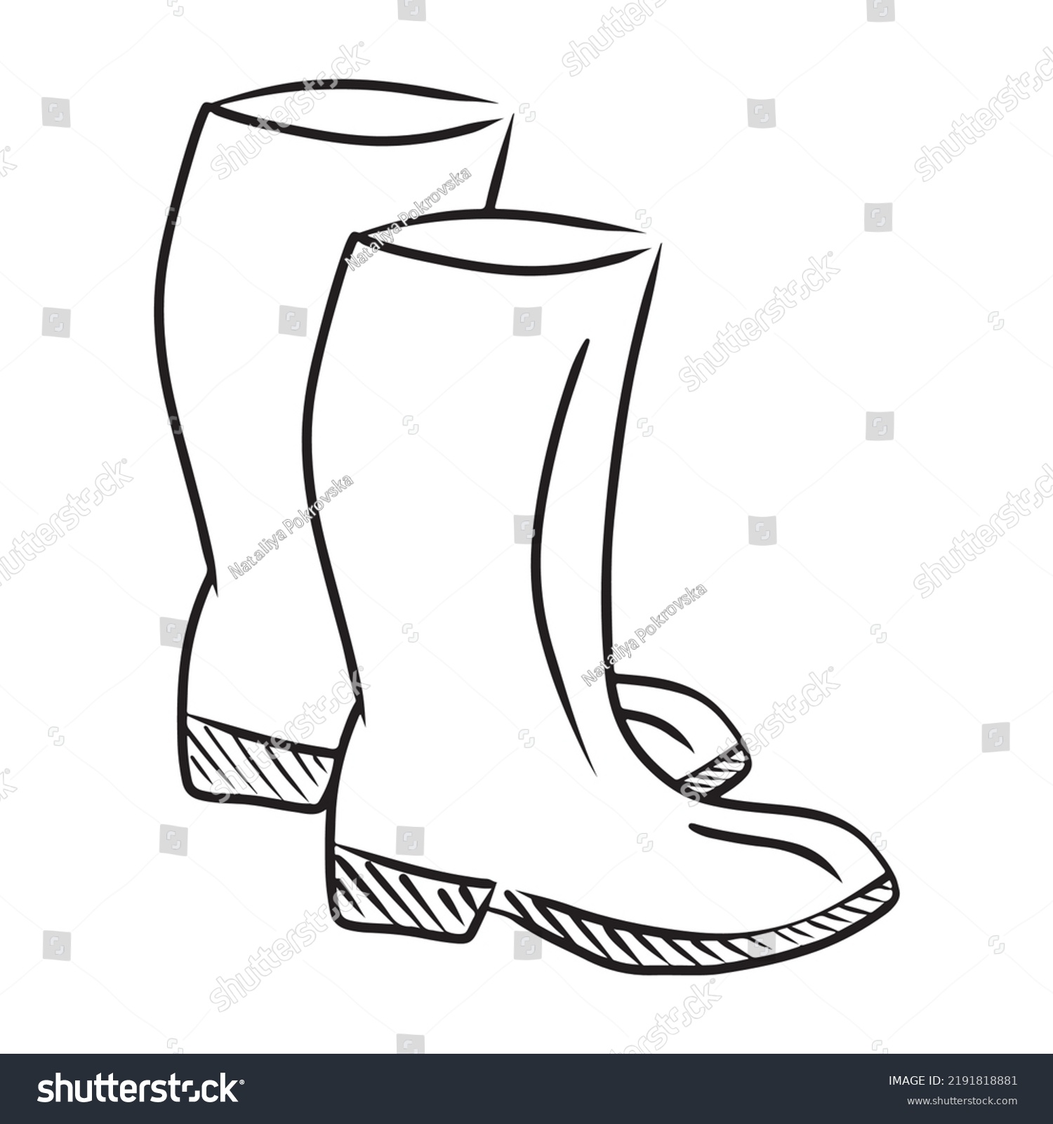 Rubber Boots Wellies Vector Hand Drawn Stock Vector (Royalty Free ...