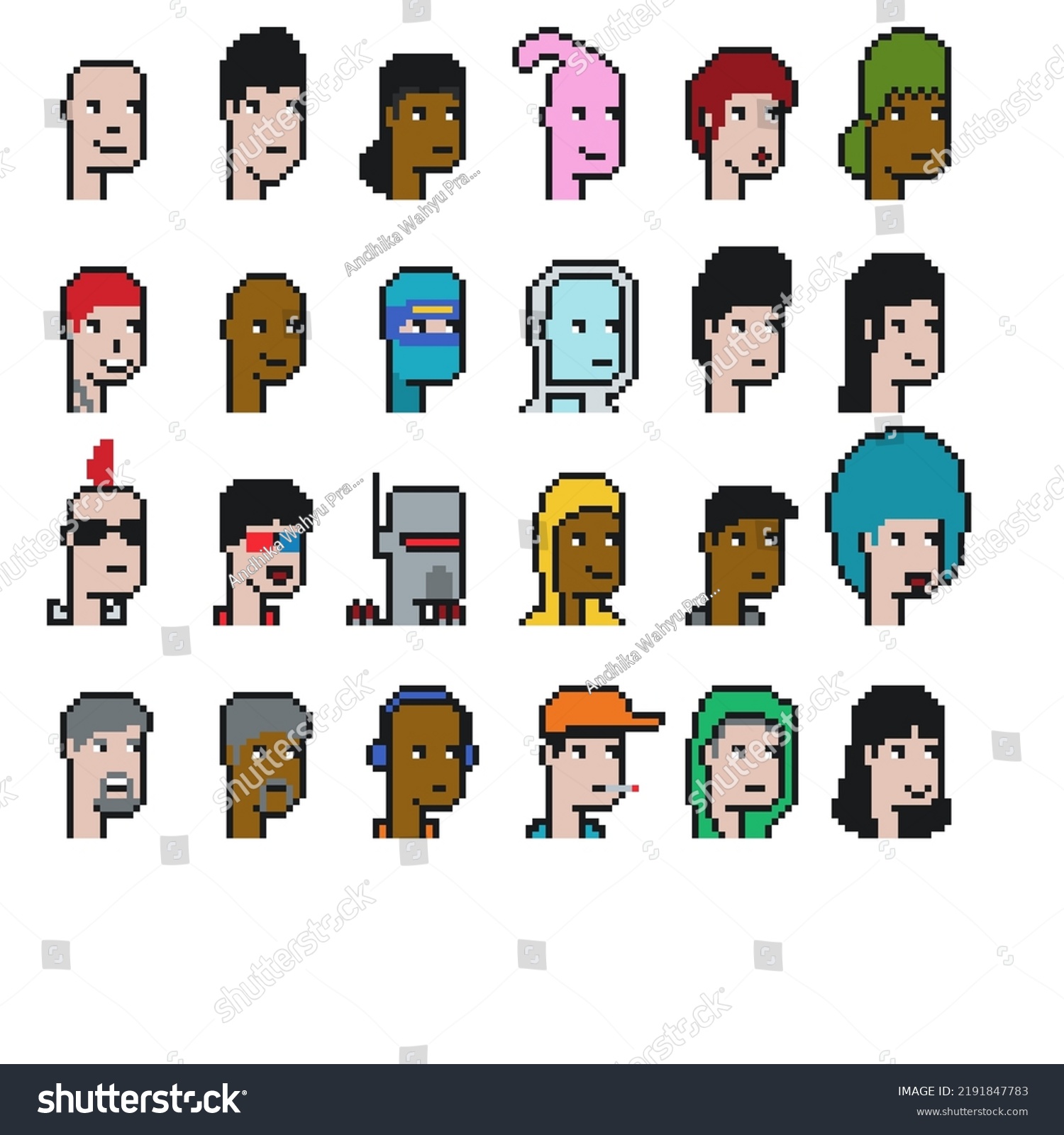 Pixel Avatars Set 8 Bit Character Stock Illustration 2191847783 ...