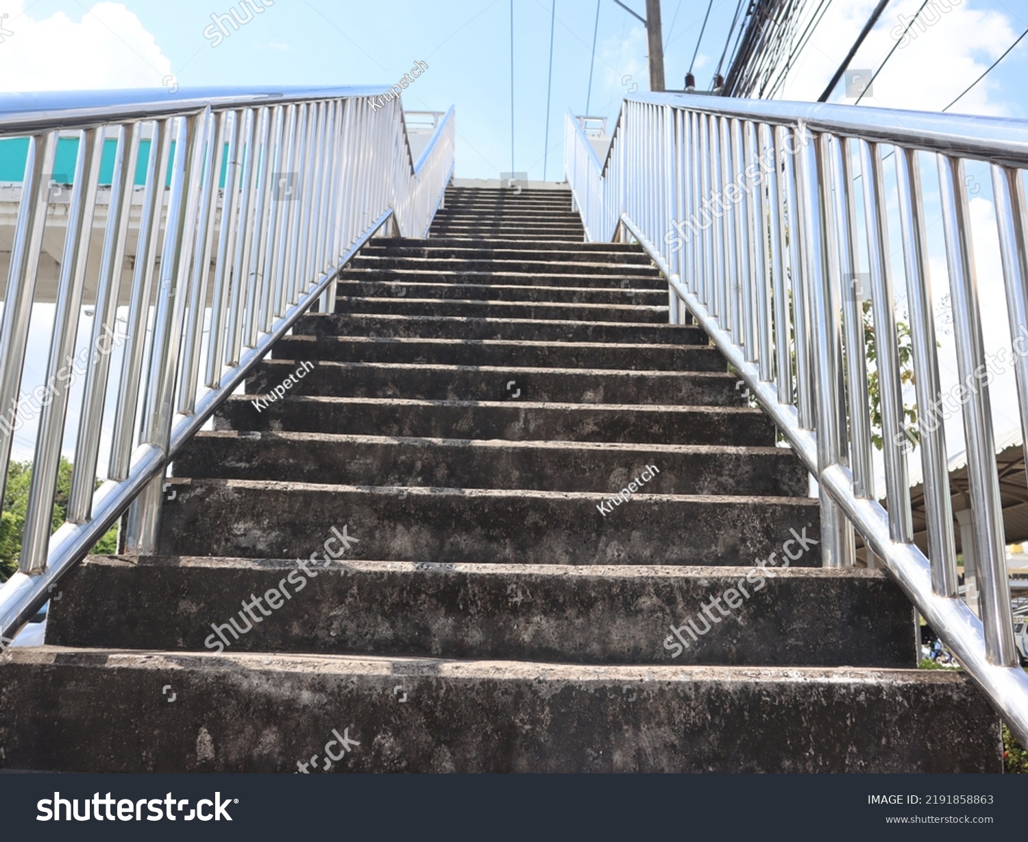 Bottom View Stairs Pedestrian Overpass City Stock Photo 2191858863 ...