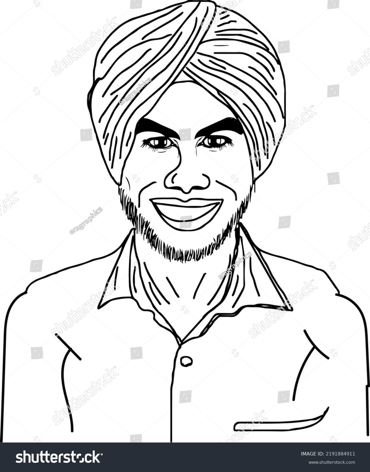 Indian Sikh Man Face Cartoon Drawing Stock Vector (Royalty Free ...