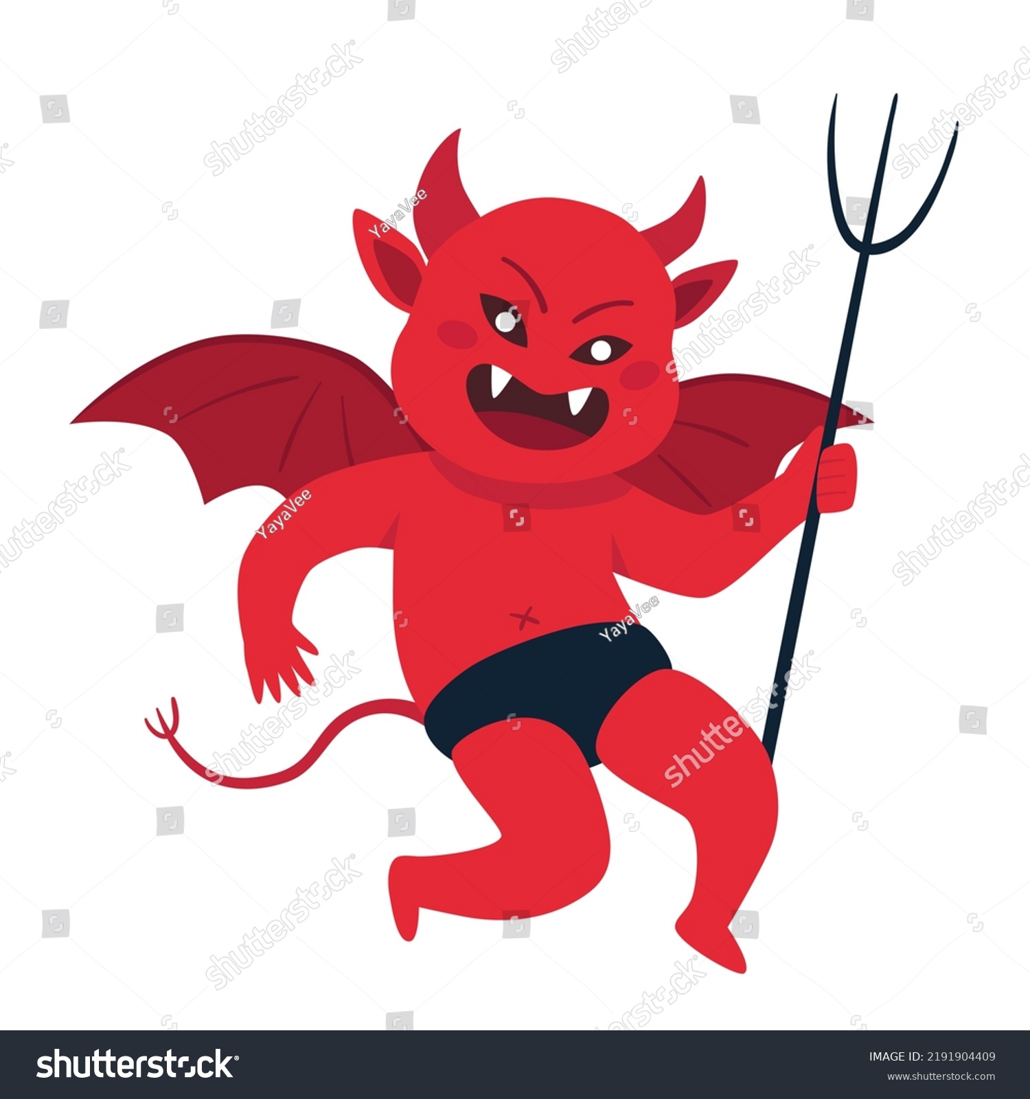 Cute Little Devil Cartoon Vector Stock Vector (Royalty Free) 2191904409 ...