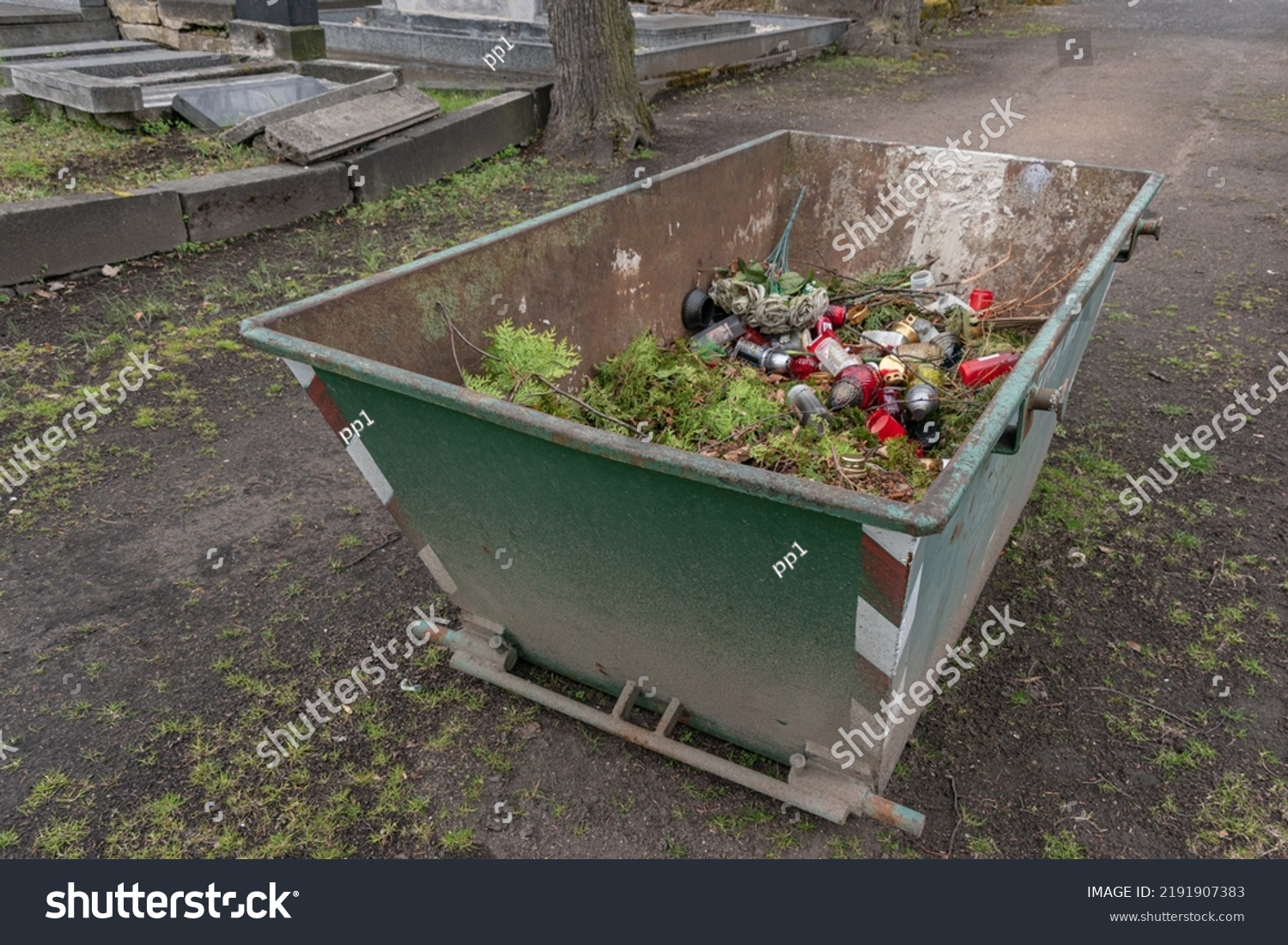 Cemetery Waste Junk Rubbish Bin Container Stock Photo 2191907383 ...