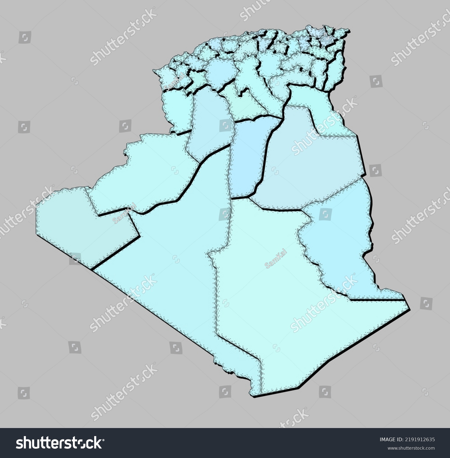 Map Algeria States Isolated Stock Vector (Royalty Free) 2191912635 ...