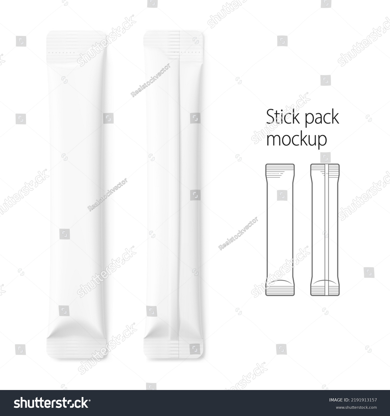 Blank Stick Pack Mockup Front Back Stock Vector (Royalty Free