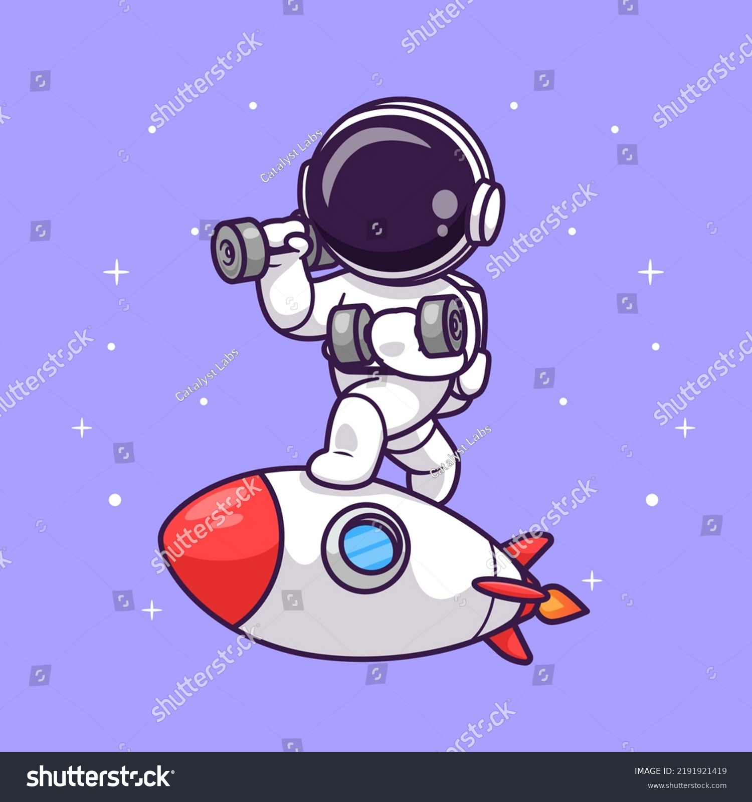 Cute Astronaut Lifting Dumbbell On Rocket Stock Vector (Royalty Free ...