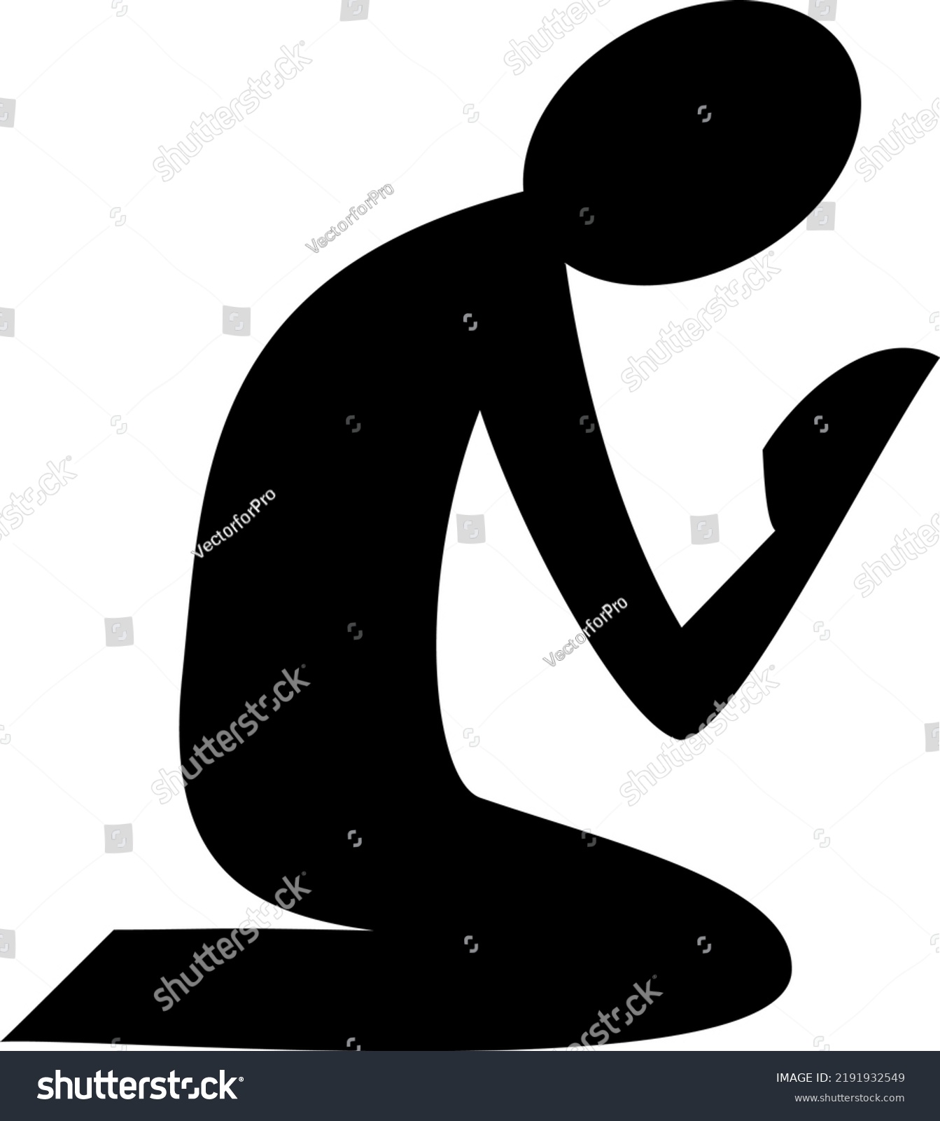 Vector Praying Man Kneeling Gesture Stock Vector (Royalty Free ...