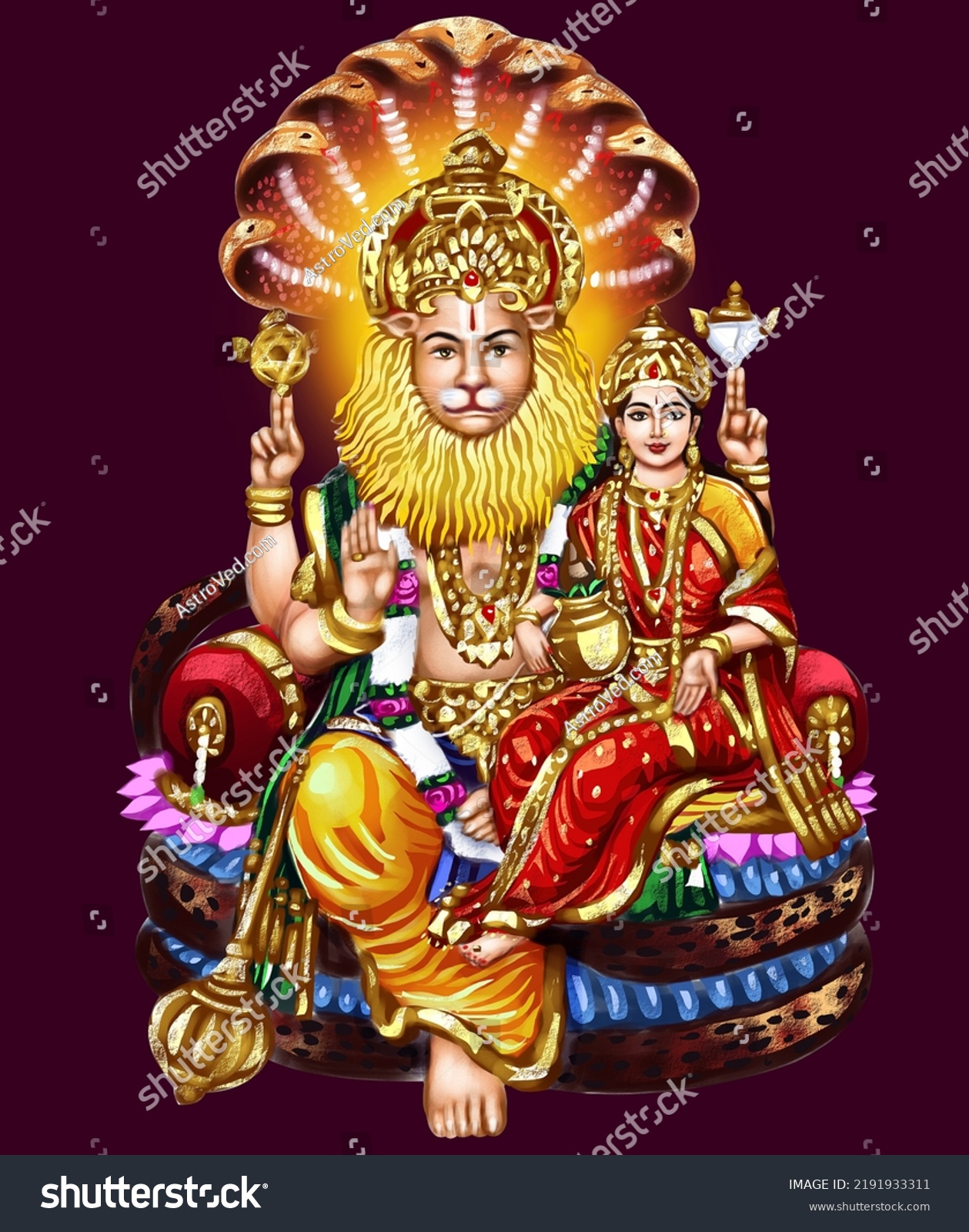 Narasimha Fourth Avatar God Vishnu He Stock Illustration 2191933311 ...