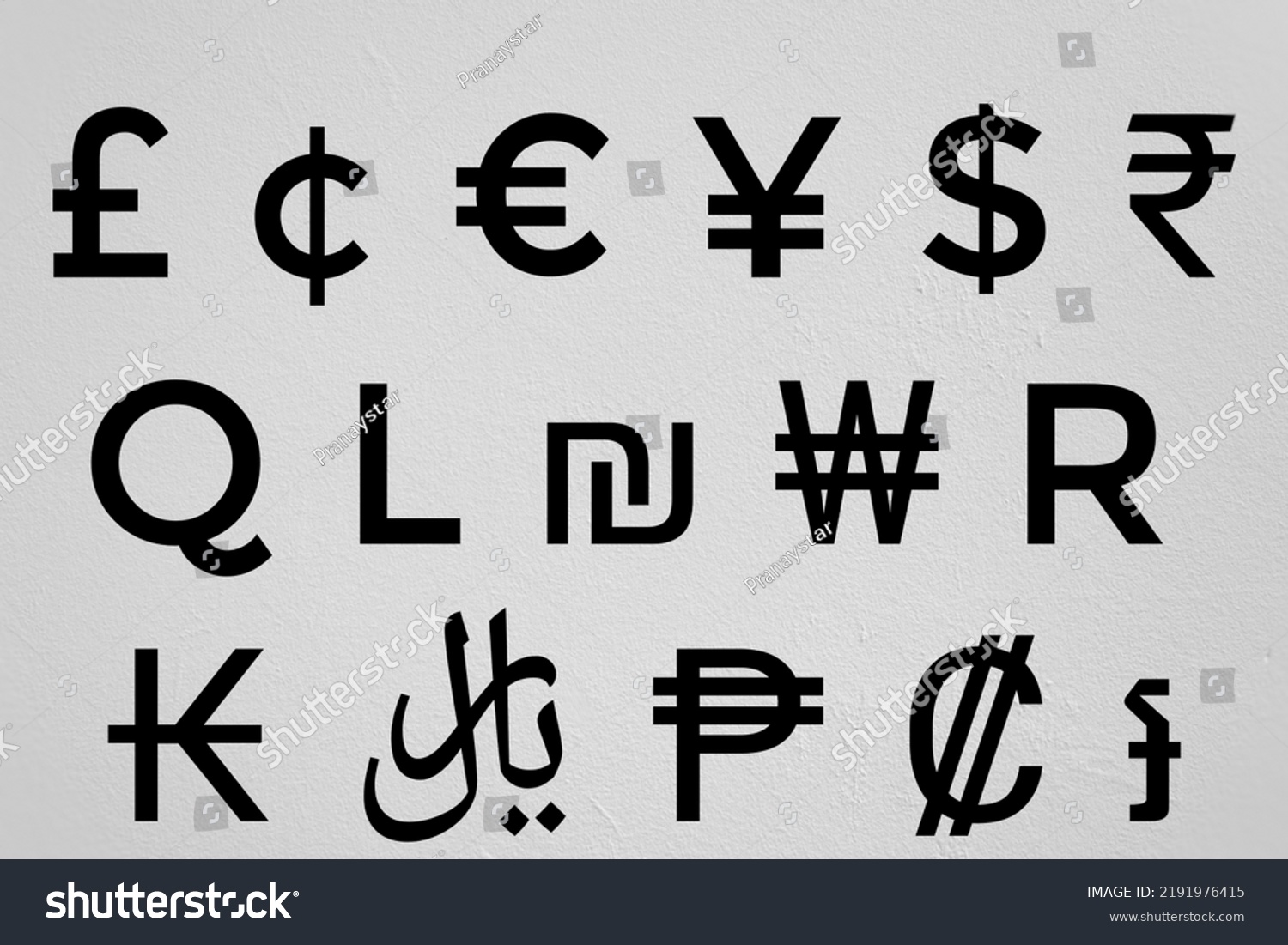 All Countries Currency Symbol Black Letters Stock Illustration ...