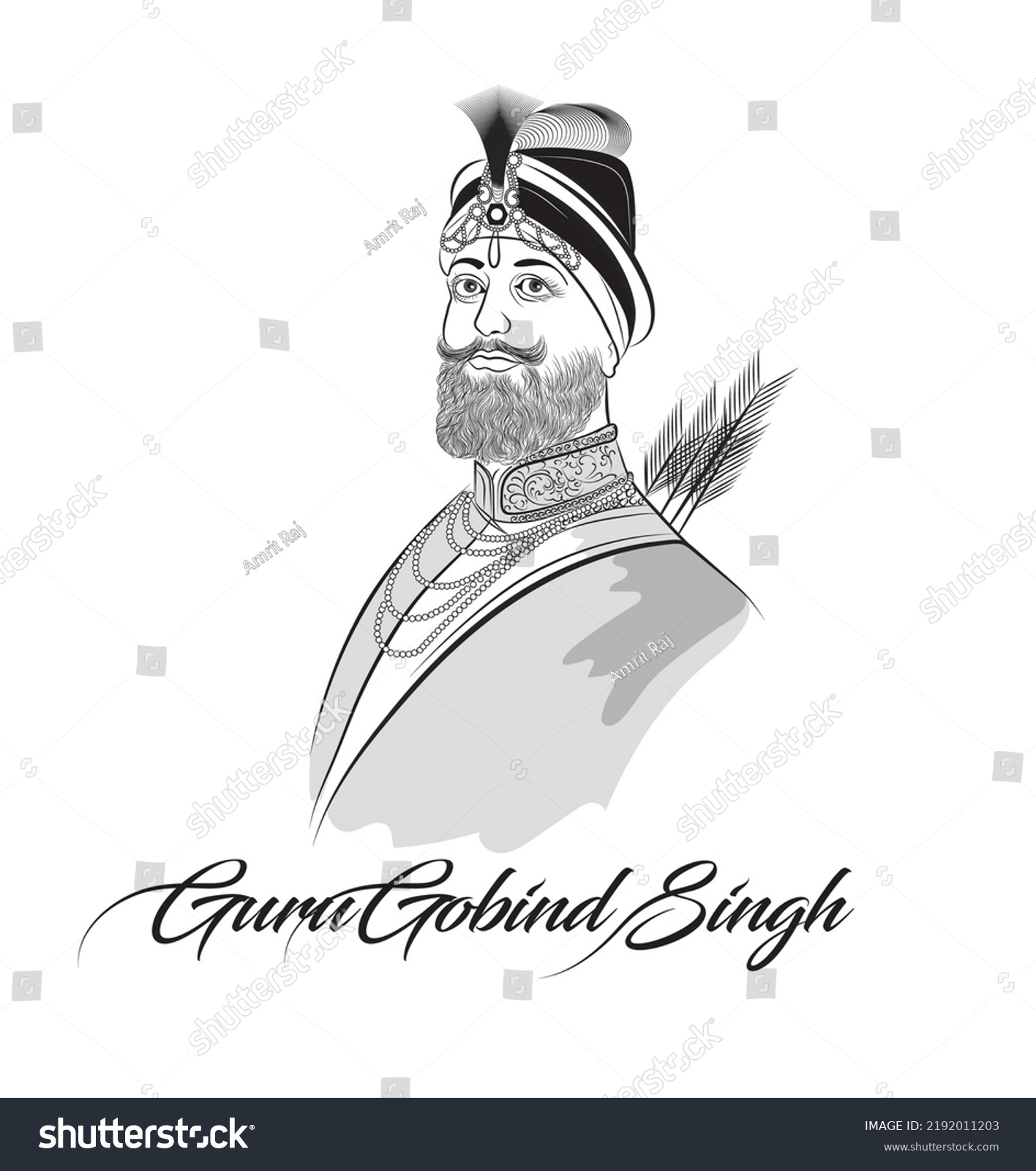 Illustration Sikh 10th Guru Gobind Singh Stock Vector (Royalty Free ...