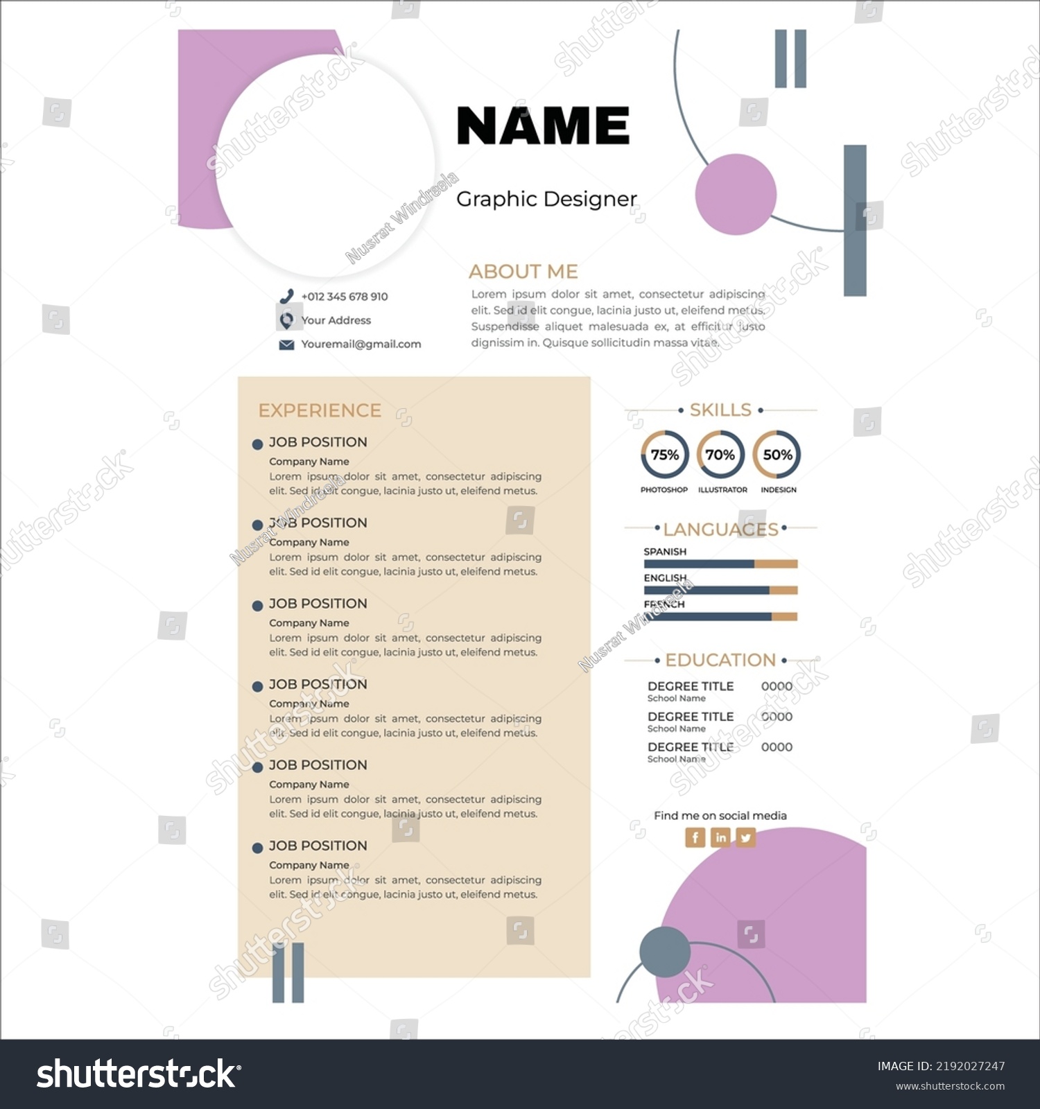 Social Media Resume Template Design Stock Vector (Royalty Free Social Media Resume Template Design Stock Vector (Royalty Free