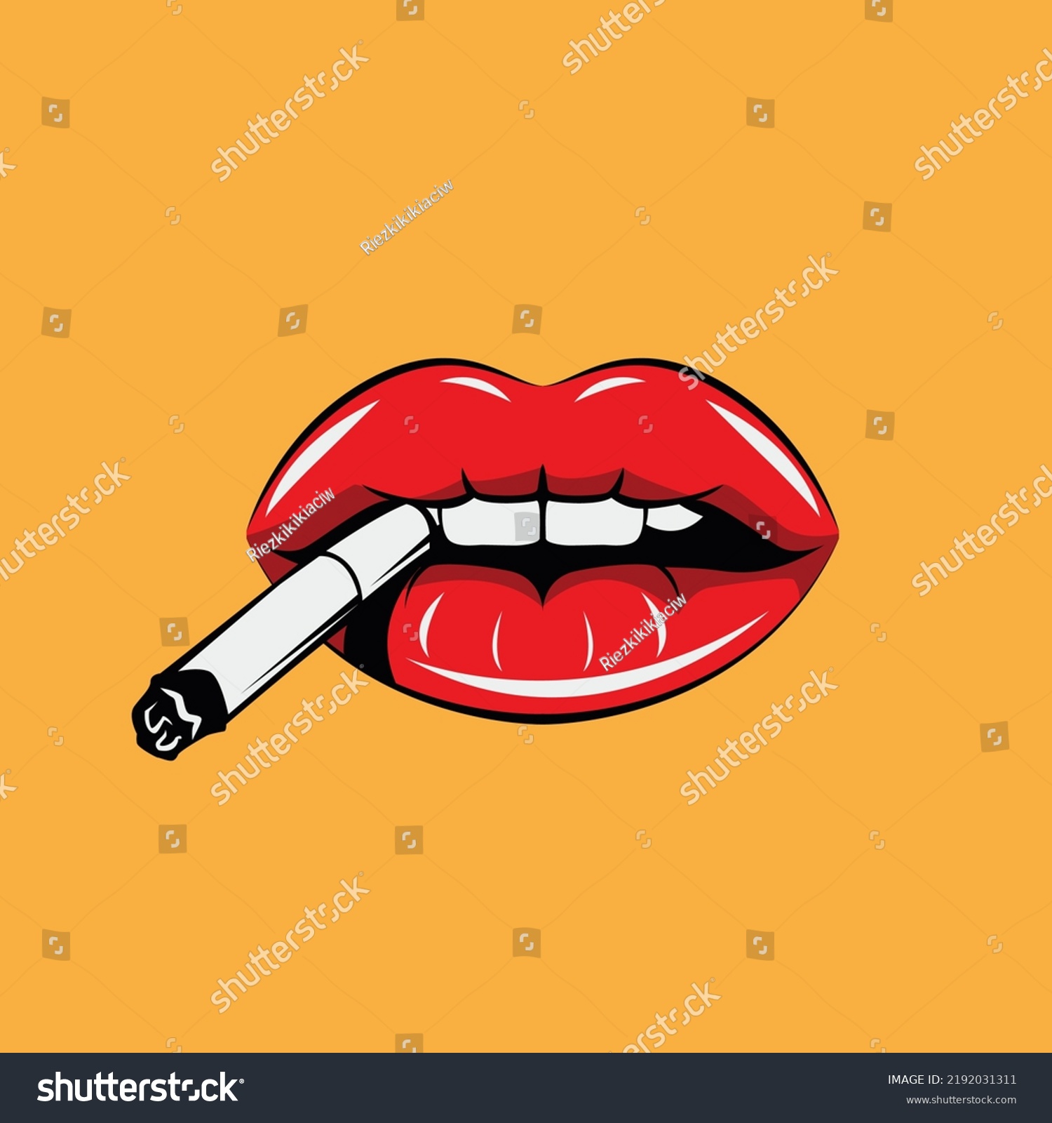 Illustration Lips Smoking Cigarettes Vector Illustration Stock Vector Royalty Free 2192031311 