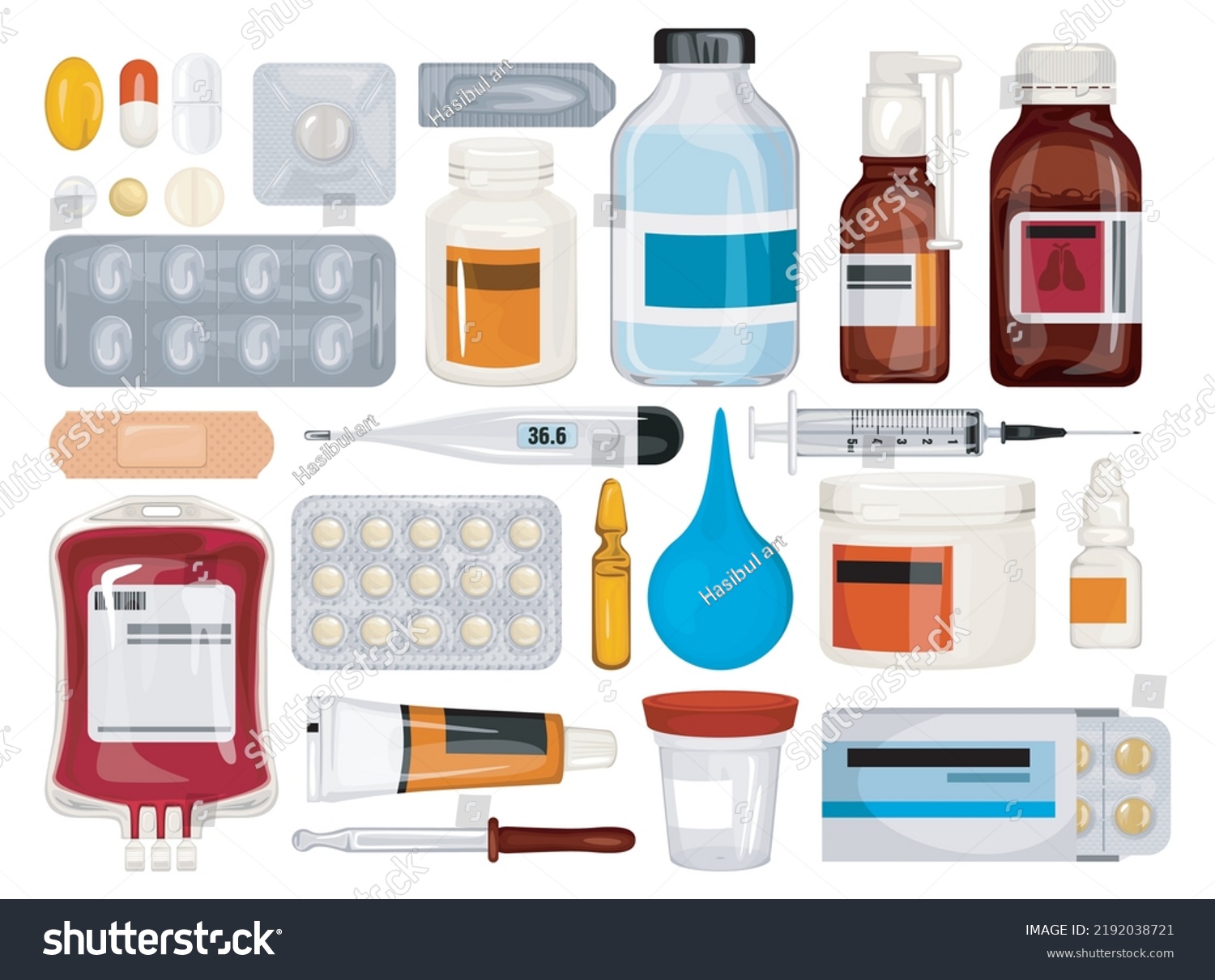 Healthcare Medication Icons Collection Vector Stock Vector (Royalty ...