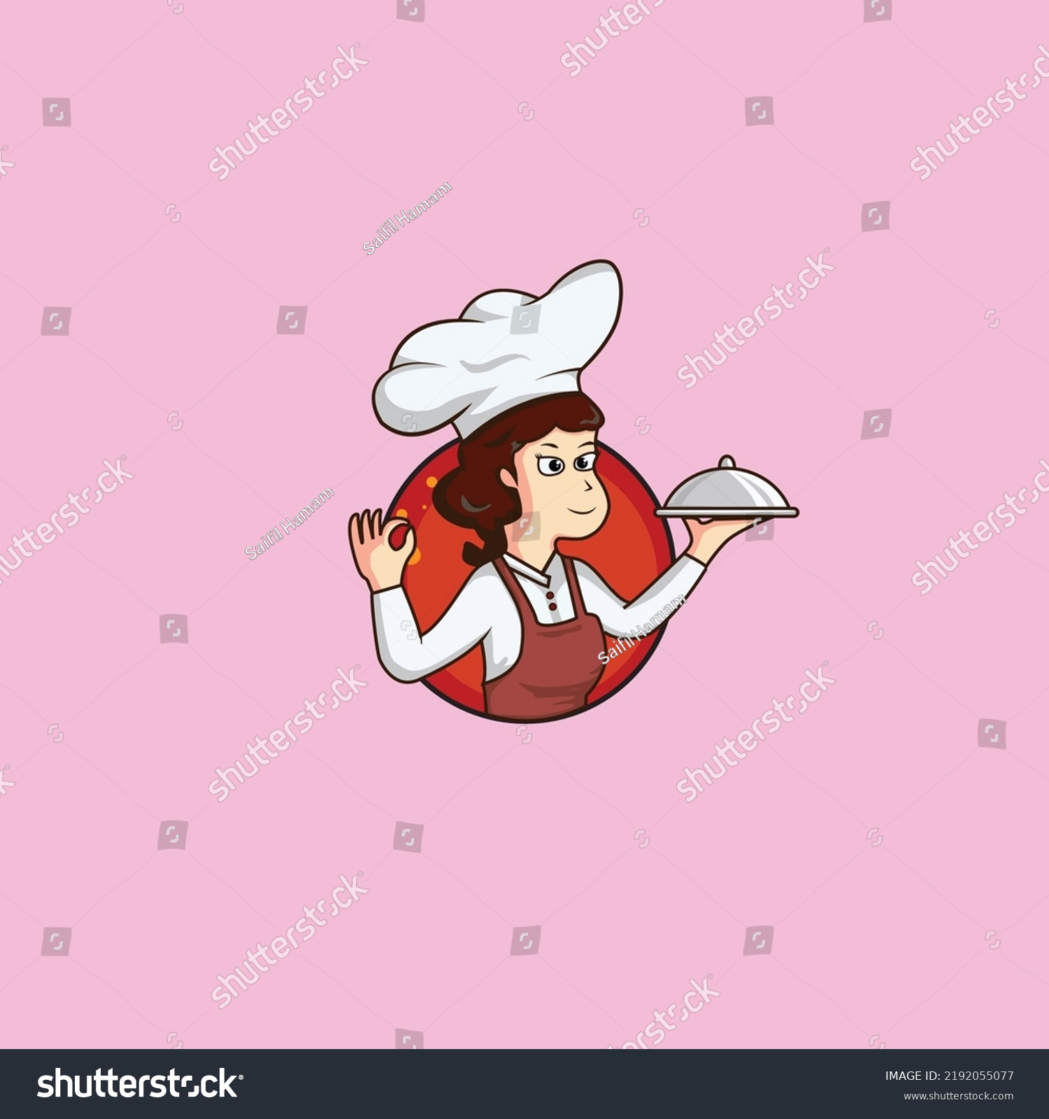 Female Chef Cartoon Mascot Logo Stock Vector Royalty Free Shutterstock