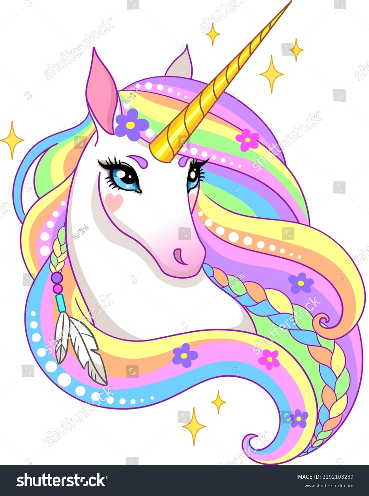 Magical Unicorn Colorful Mane Vector Illustration Stock Vector (Royalty ...