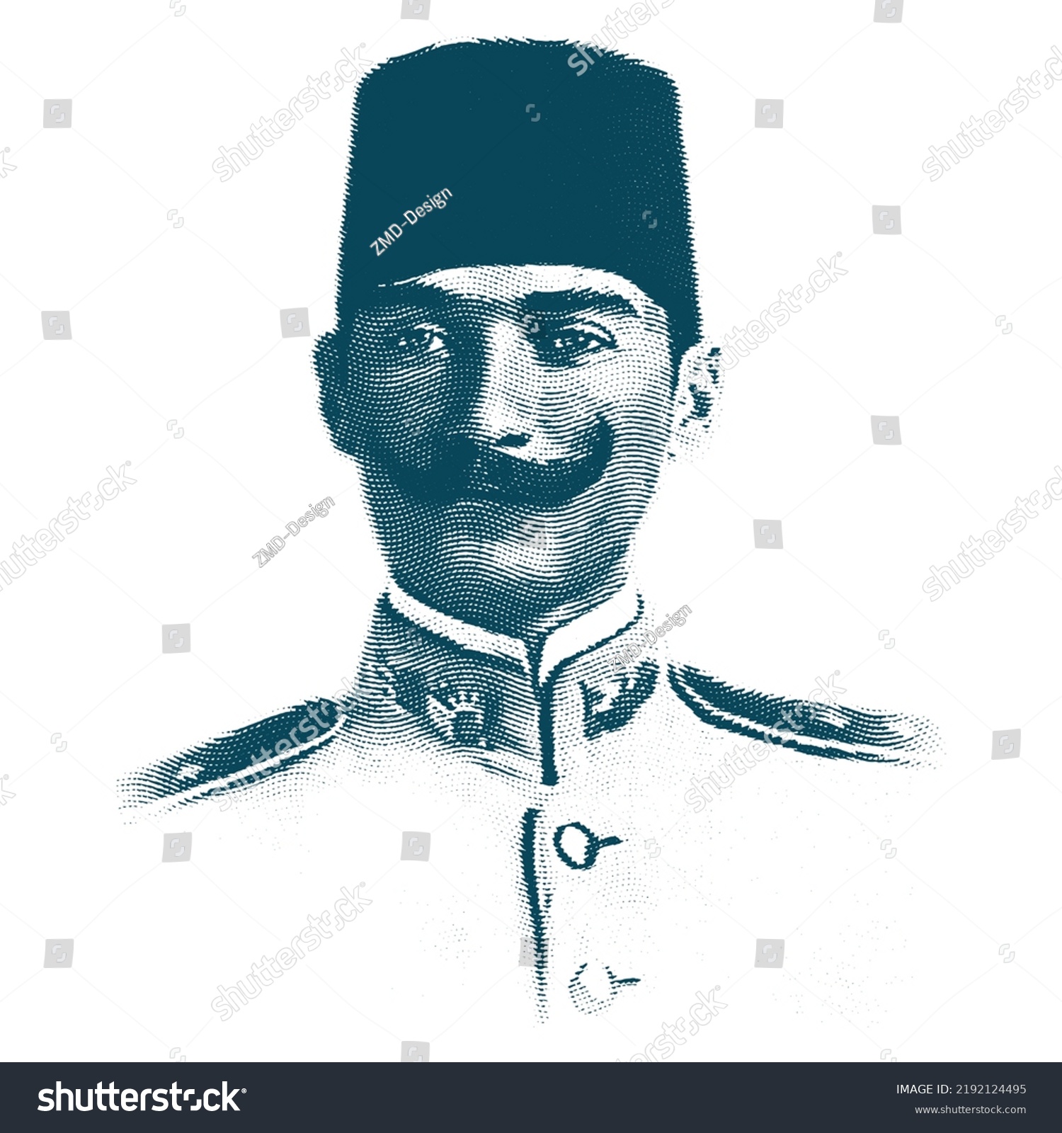 Isolate Portrait Mustafa Kemal 18811938 Founder Stock Vector (Royalty ...