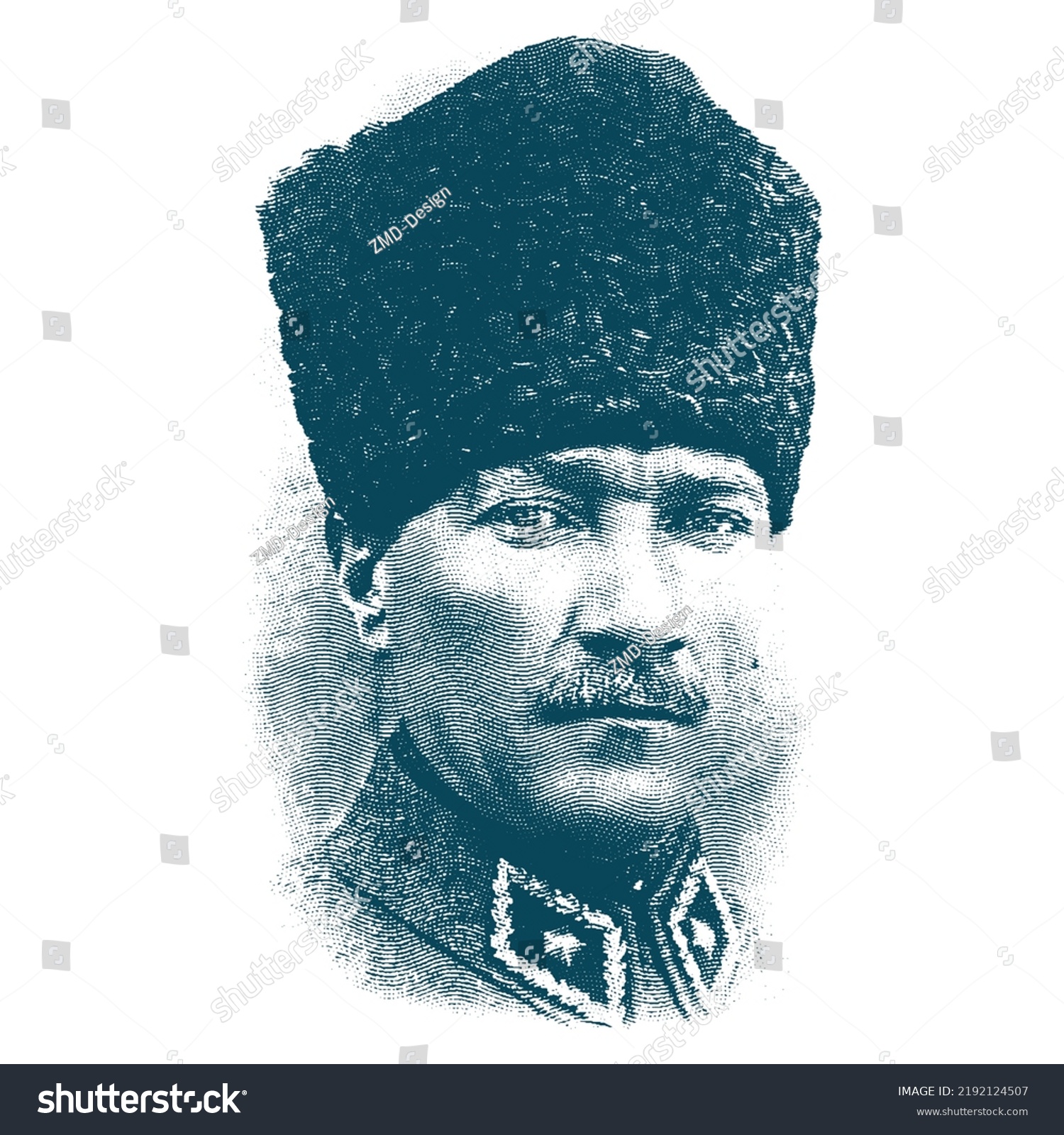 Isolate Portrait Mustafa Kemal 18811938 Founder Stock Vector (Royalty ...