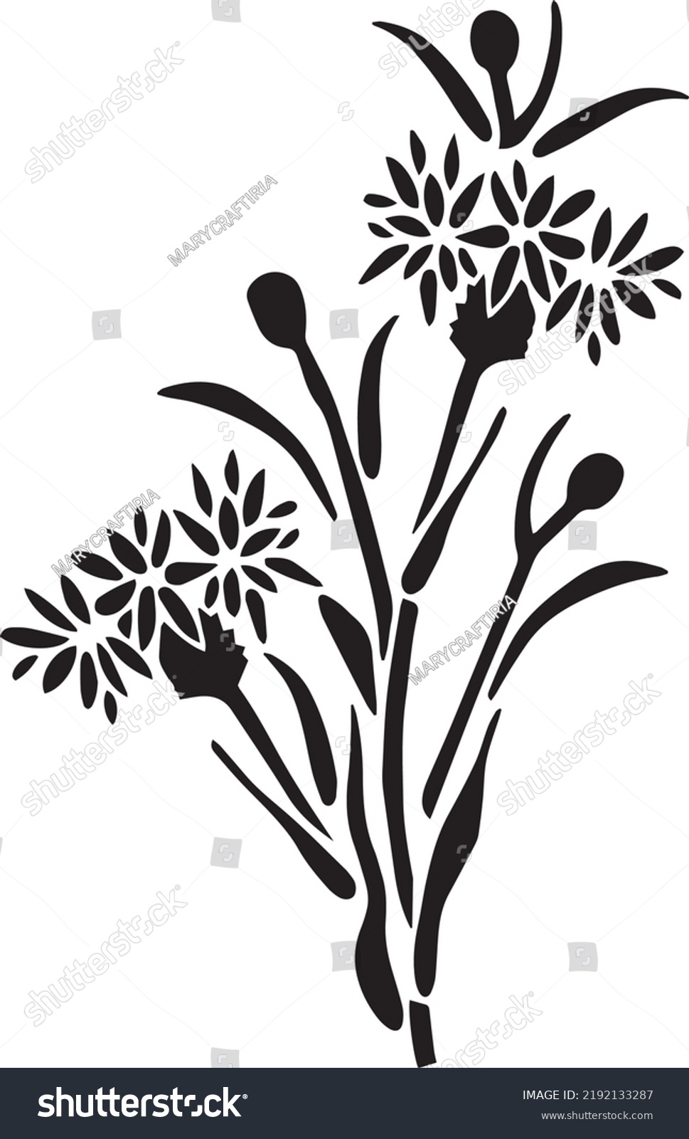 Cornflower Vector Stencil Black White Stock Vector (Royalty Free ...