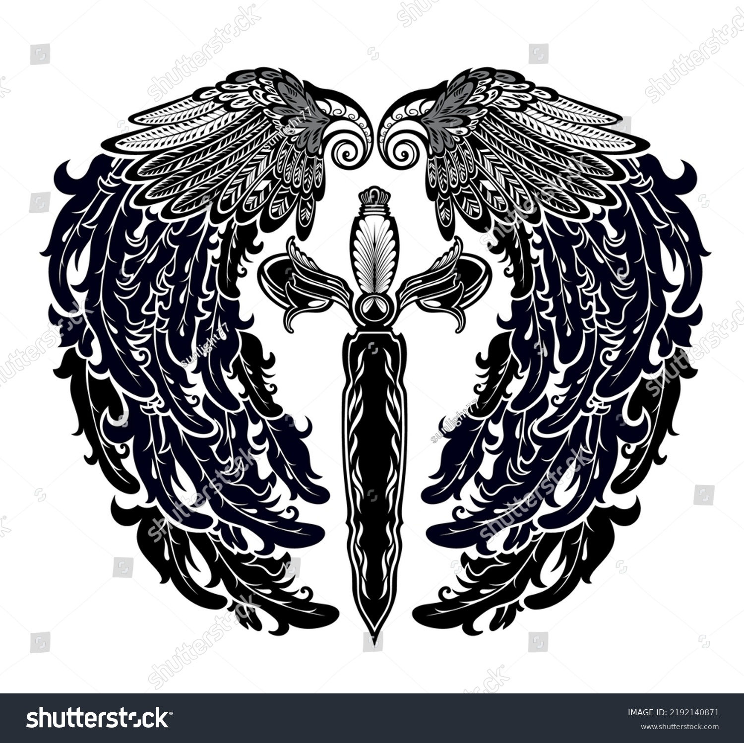 Sword Wings Original Illustration Ofsword Eagle Stock Vector (Royalty ...