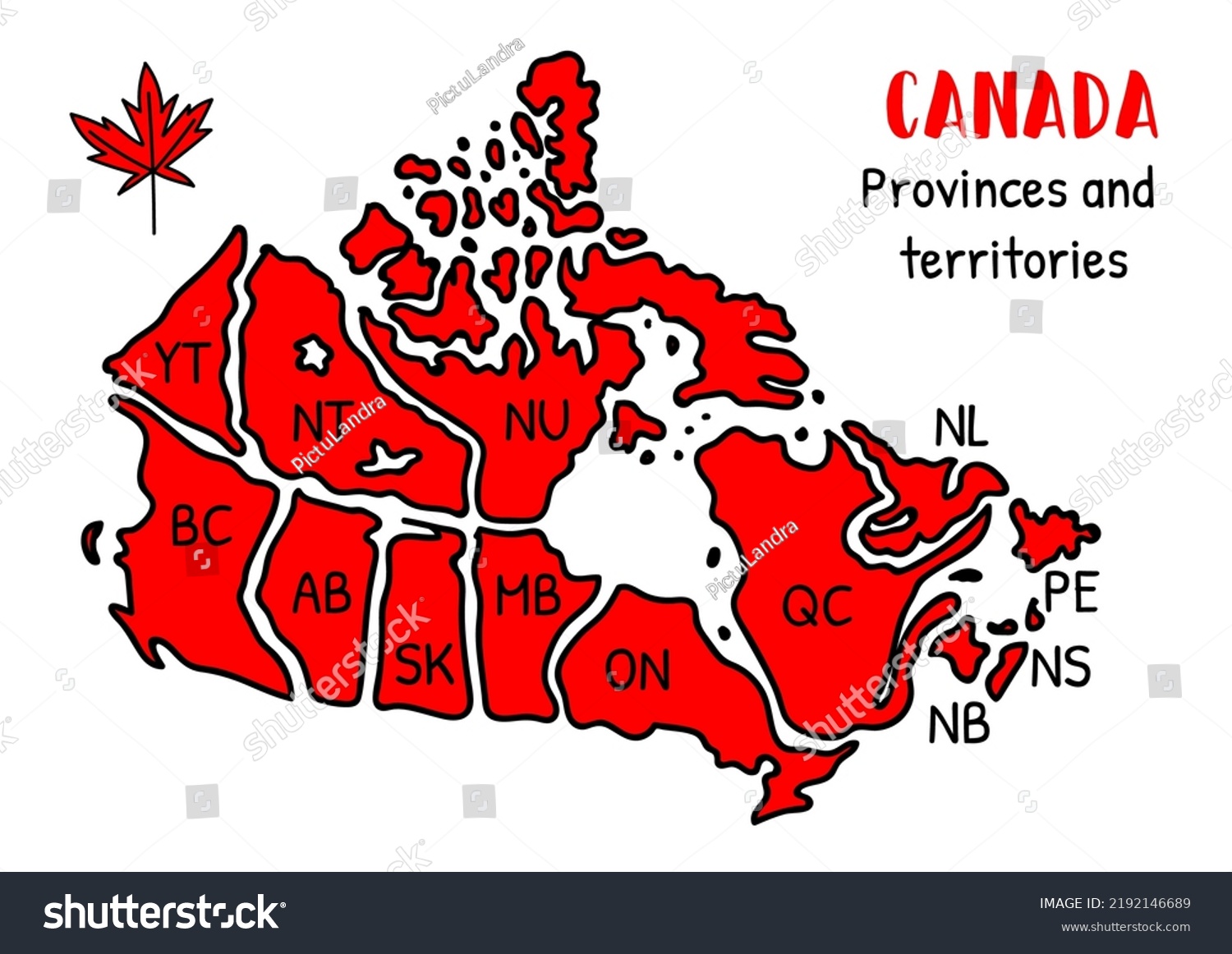 Map Canada Red White Print Canada Stock Vector (Royalty Free ...