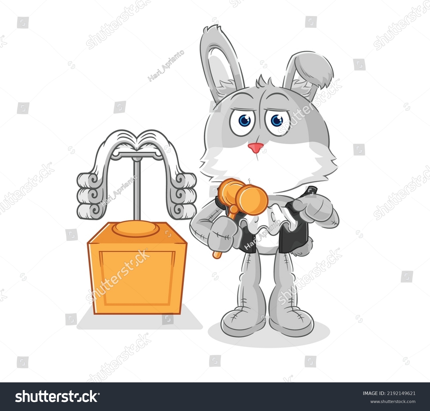 Rabbit Judge Holds Gavel Character Vector Stock Vector (Royalty Free