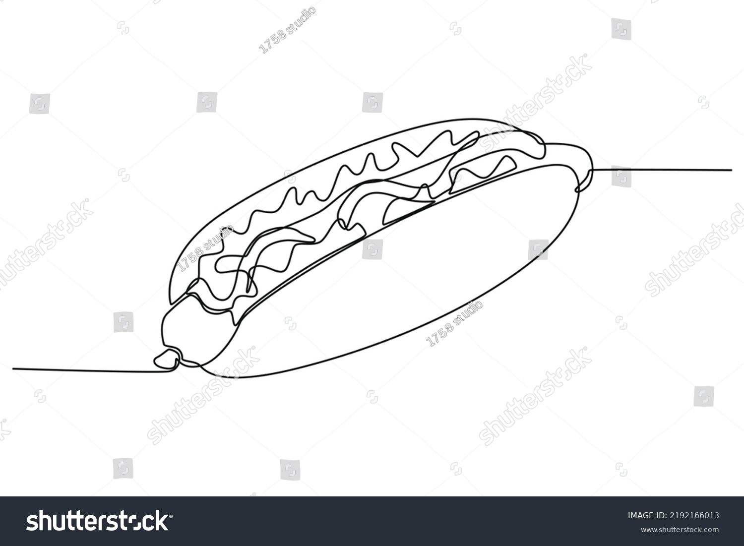 Continuous Line Drawing Grilled Hot Dog Stock Vector (Royalty Free ...