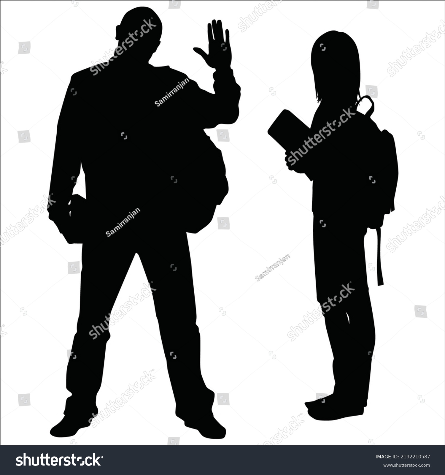 Vector Set Students Silhouettes Illustration Isolated Stock Vector ...